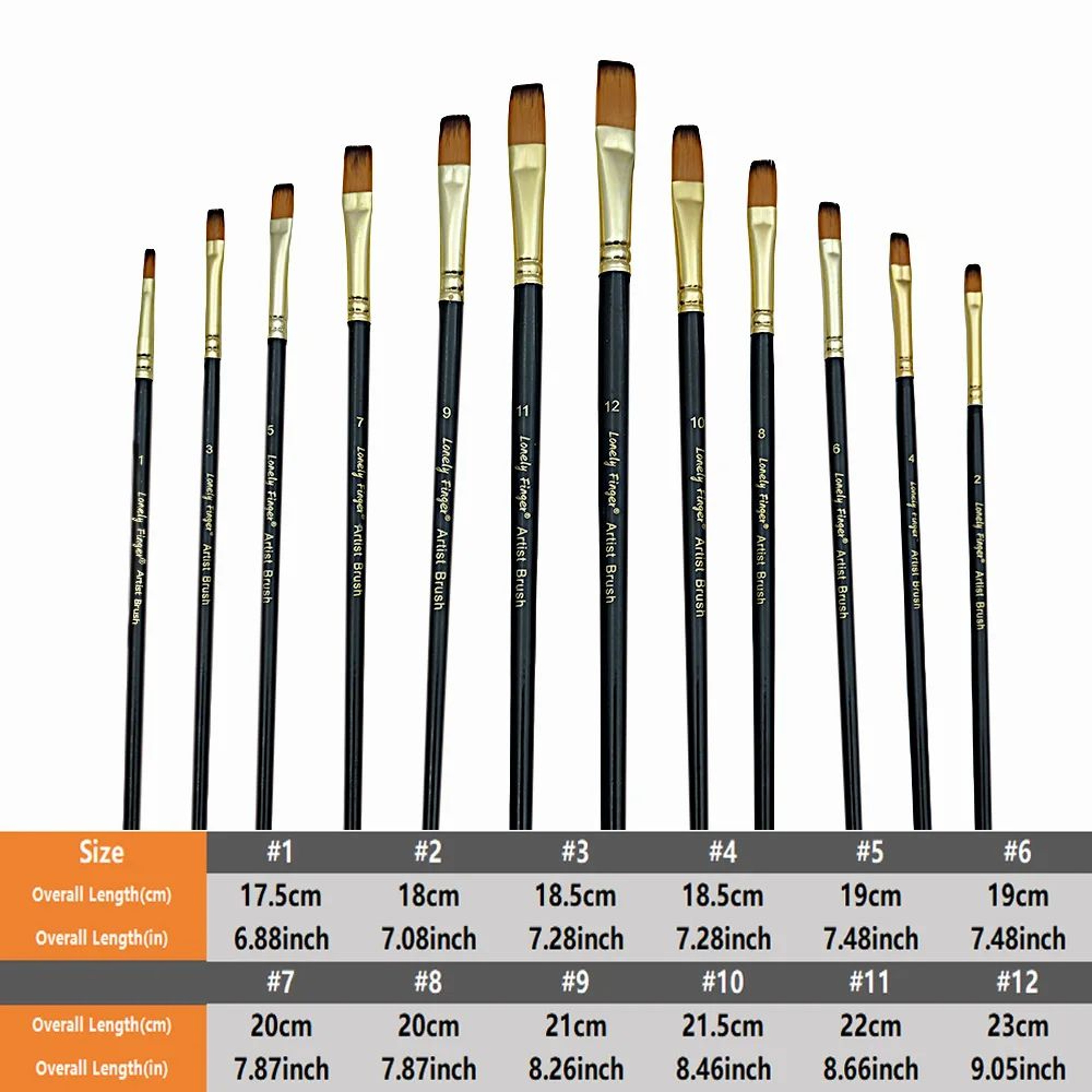 Precision 12Piece Acrylic Paint Brushes Set  Professional Flat Paint Brushes With Nylon Bristles Fo 2