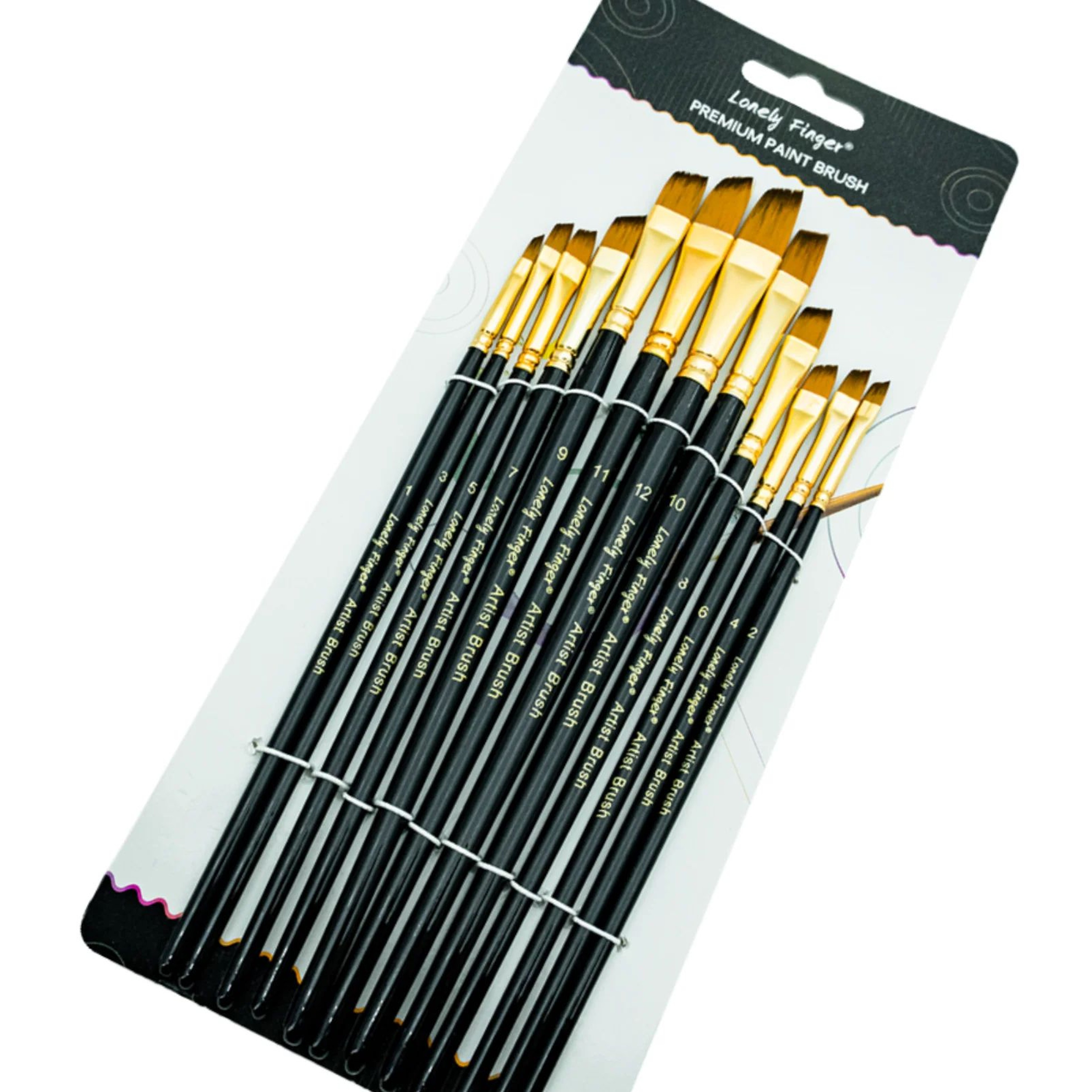 Precision 12Piece Acrylic Paint Brushes Set  Professional Flat Paint Brushes With Nylon Bristles Fo 9
