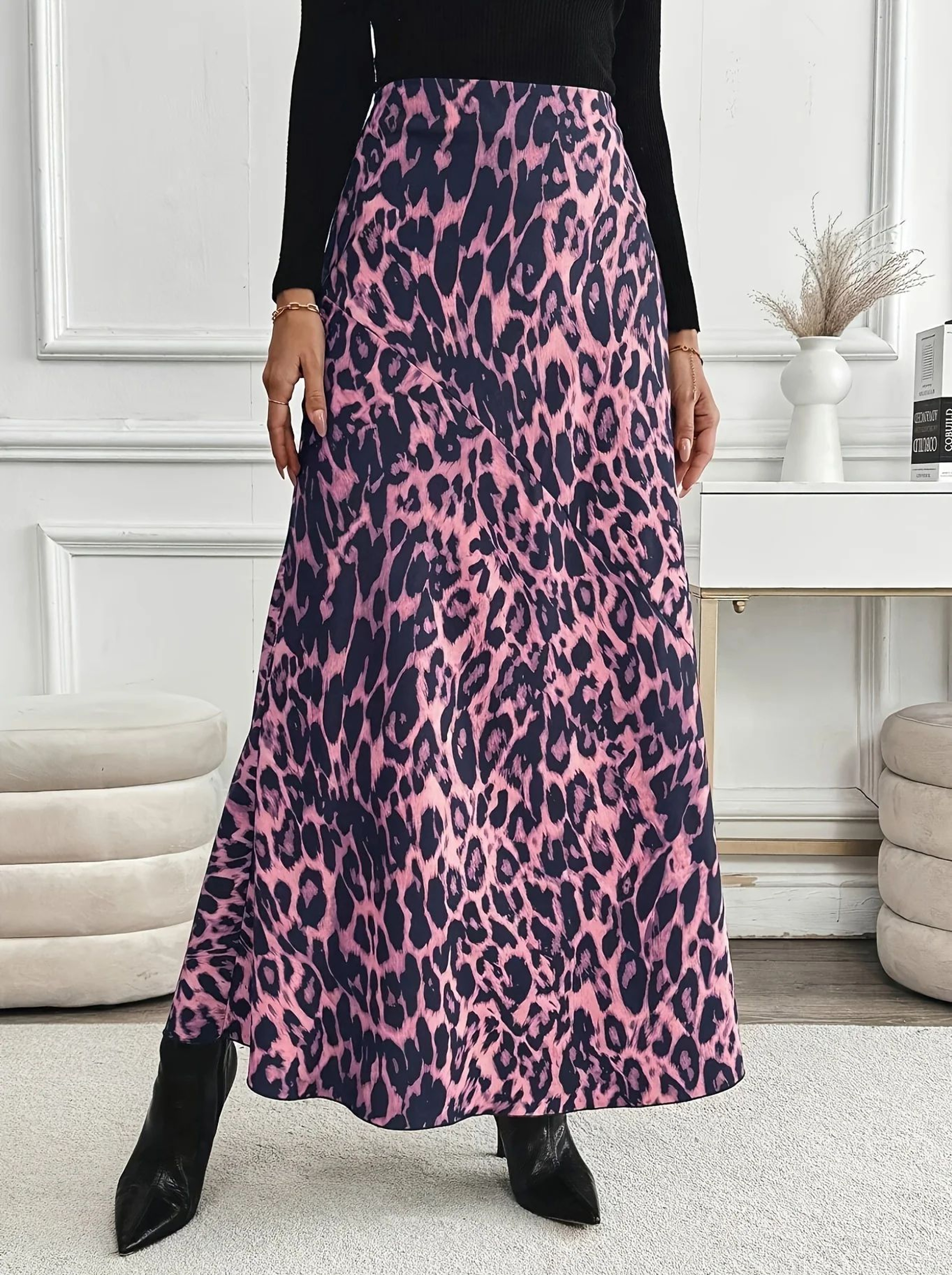 Elegant High Waist Plus Size Autumn Skirt  Flowy Casual Fall Skirt For Women 3