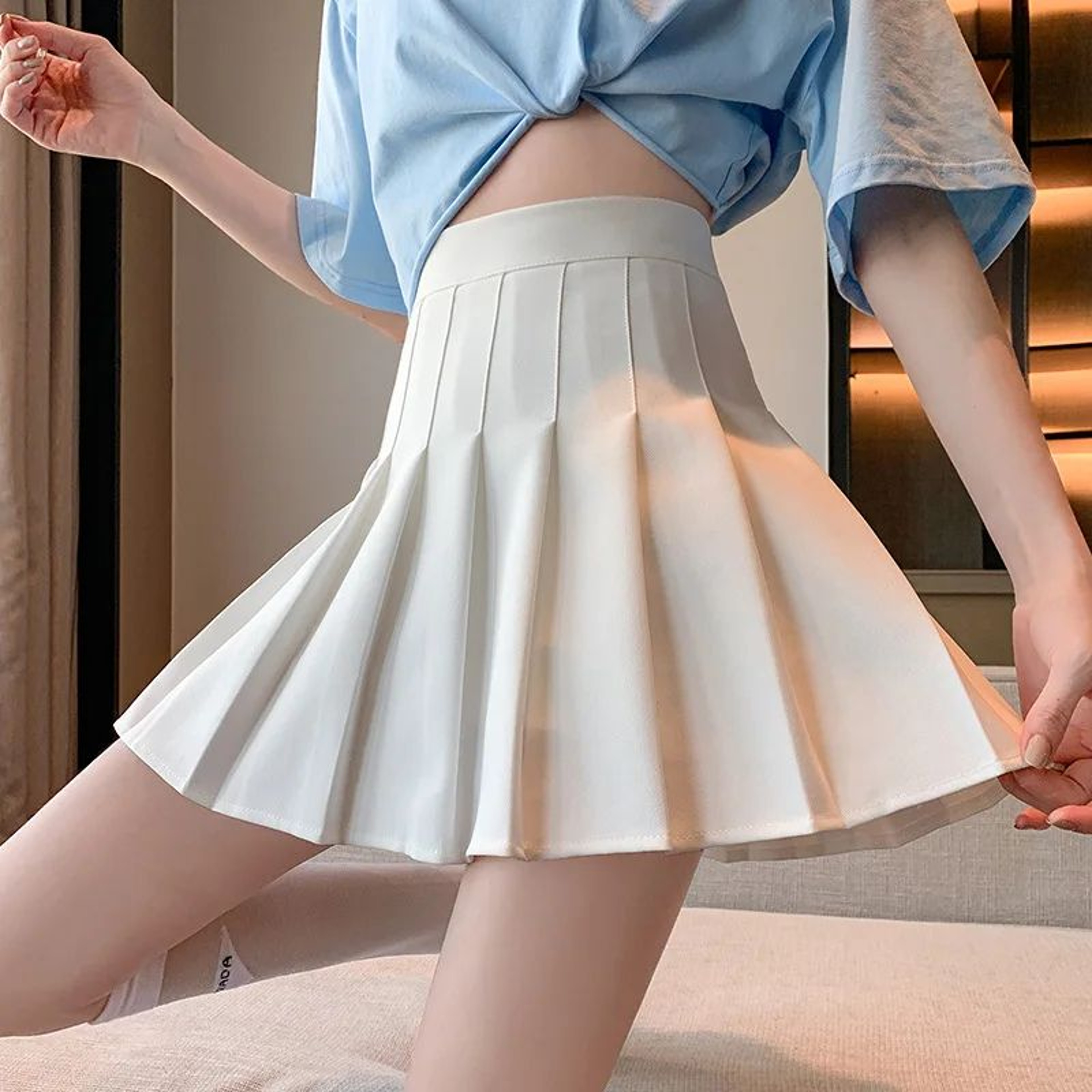 Classic High Waist Pleated Mini Skirt  ALine JK Style Summer Skirt For Women 10