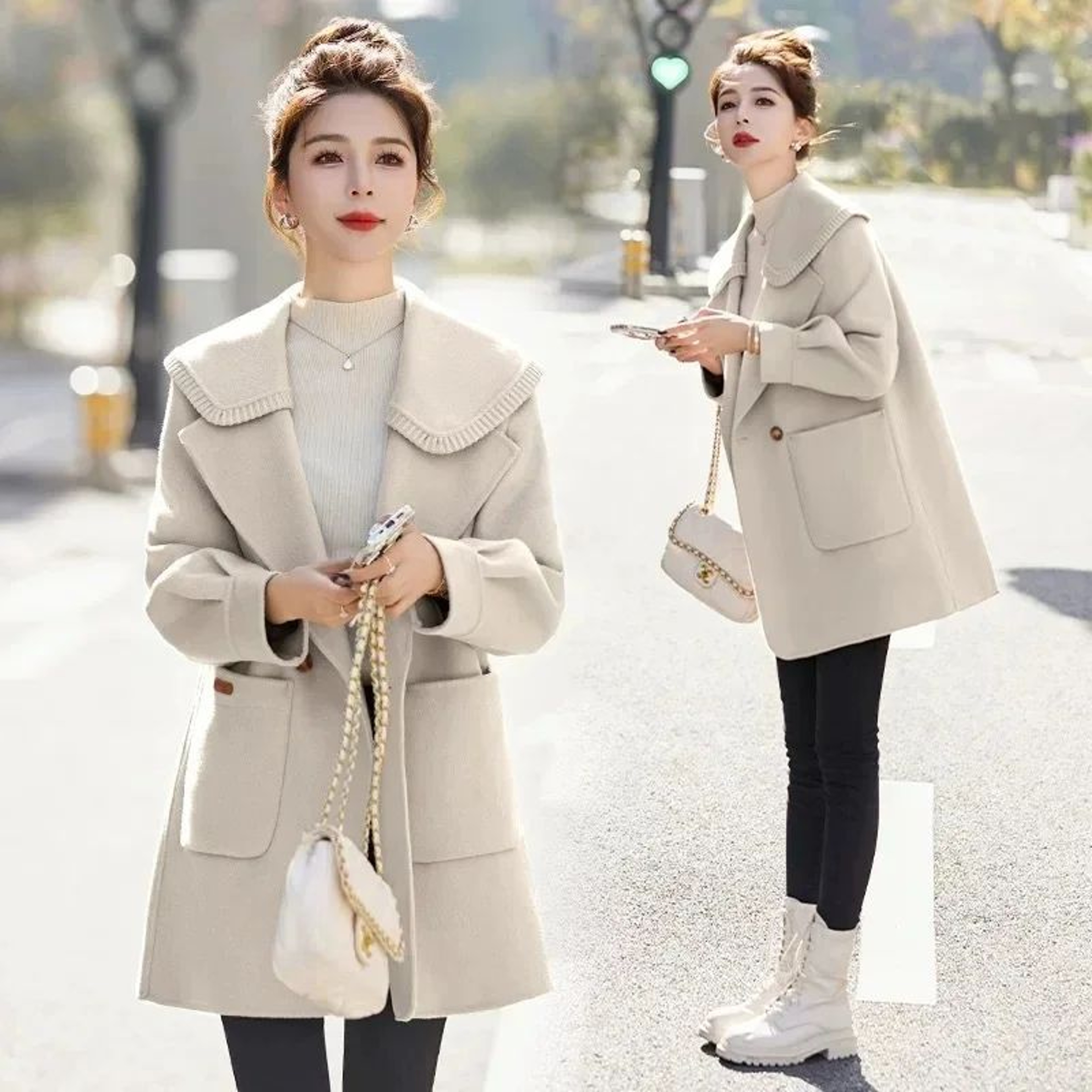 ChicFit Plus Size Wool Coat  Stylish Short Woolen Coat For Women  Cozy Autumn Winter Womens Coat 0