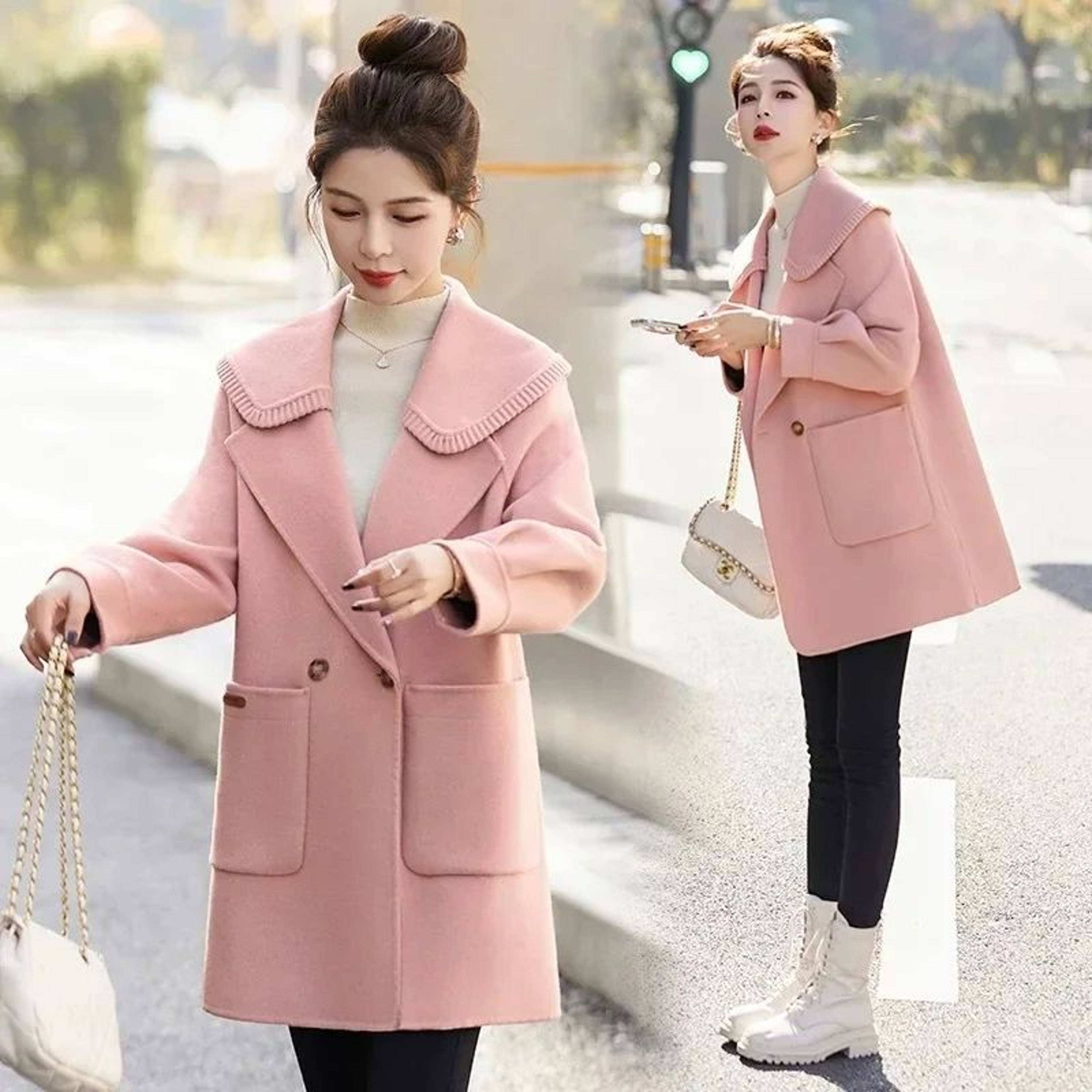 ChicFit Plus Size Wool Coat  Stylish Short Woolen Coat For Women  Cozy Autumn Winter Womens Coat 2