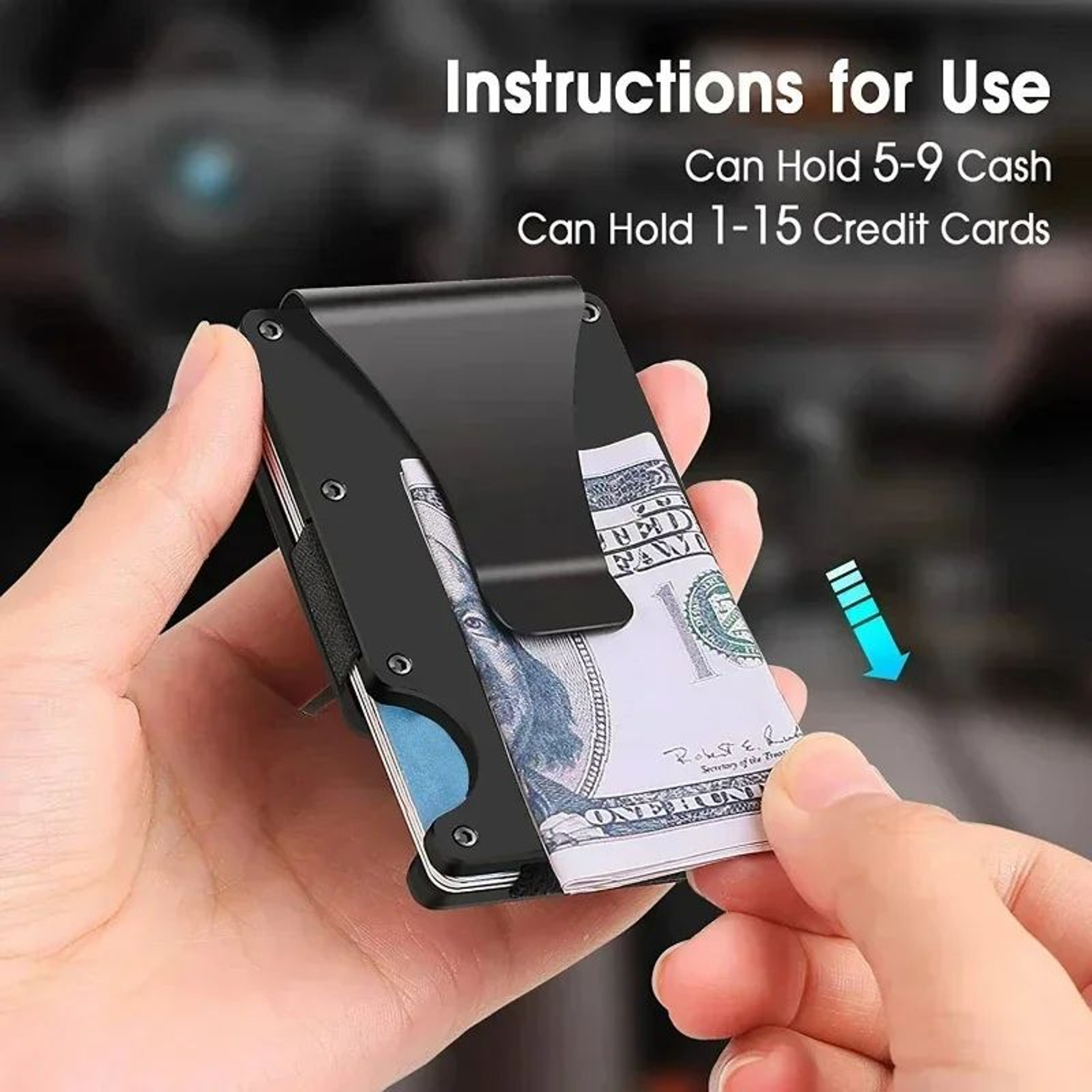 RFID Blocking Minimalist Metal Wallet With Money Clip Slim Front Pocket Card Holder 0