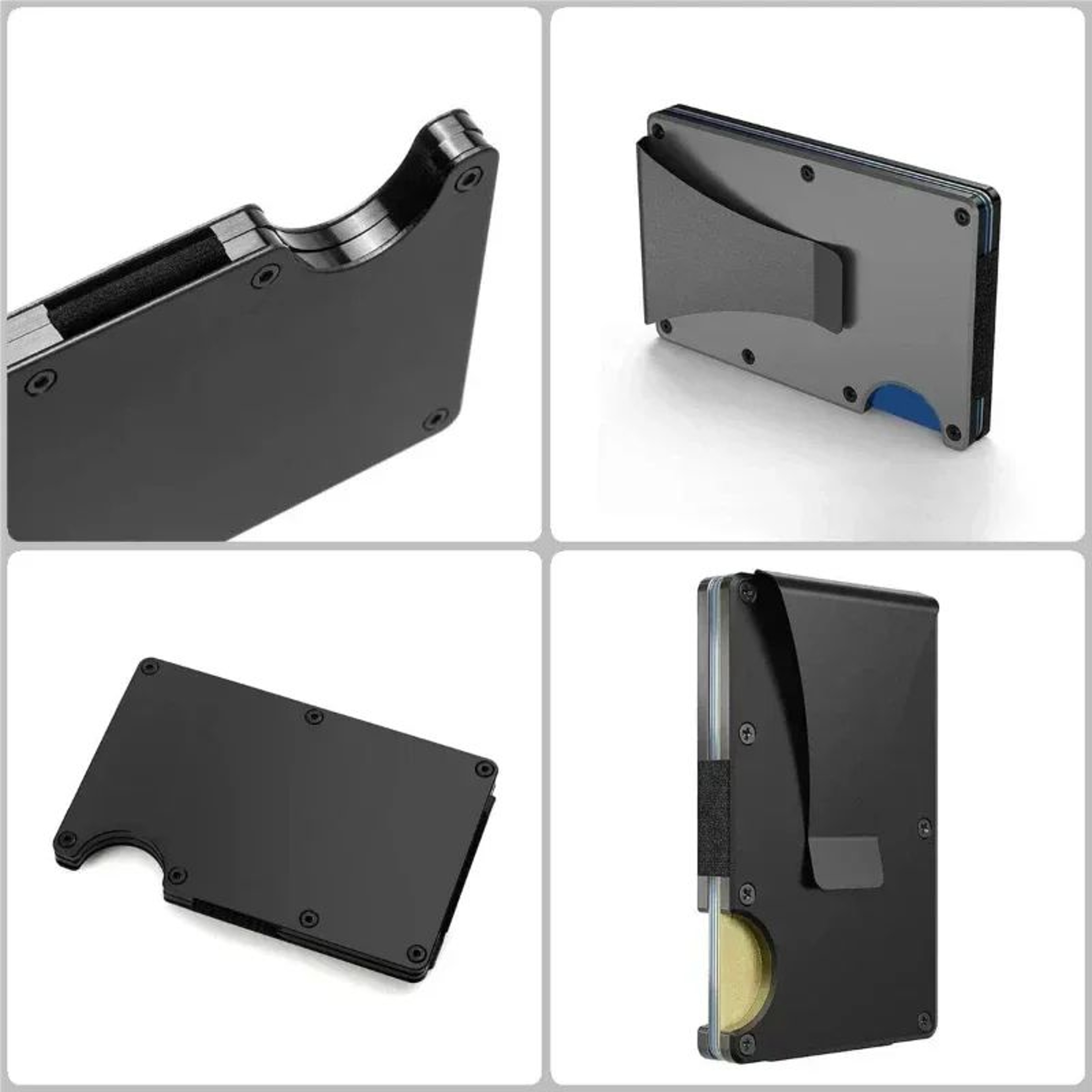 RFID Blocking Minimalist Metal Wallet With Money Clip Slim Front Pocket Card Holder 4