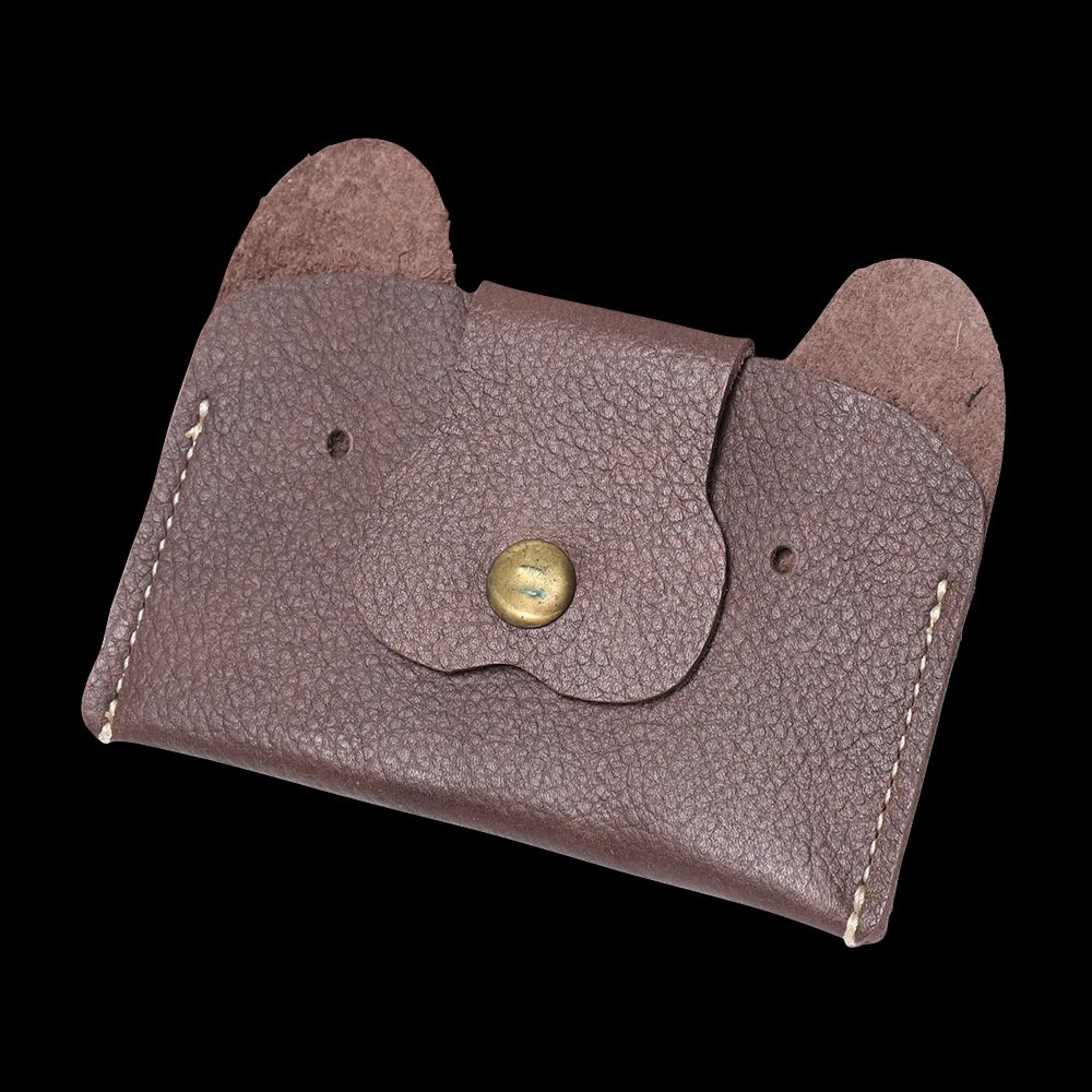 Top Grain Leather Puppy Wallet Card Holder For ID And Cash 12