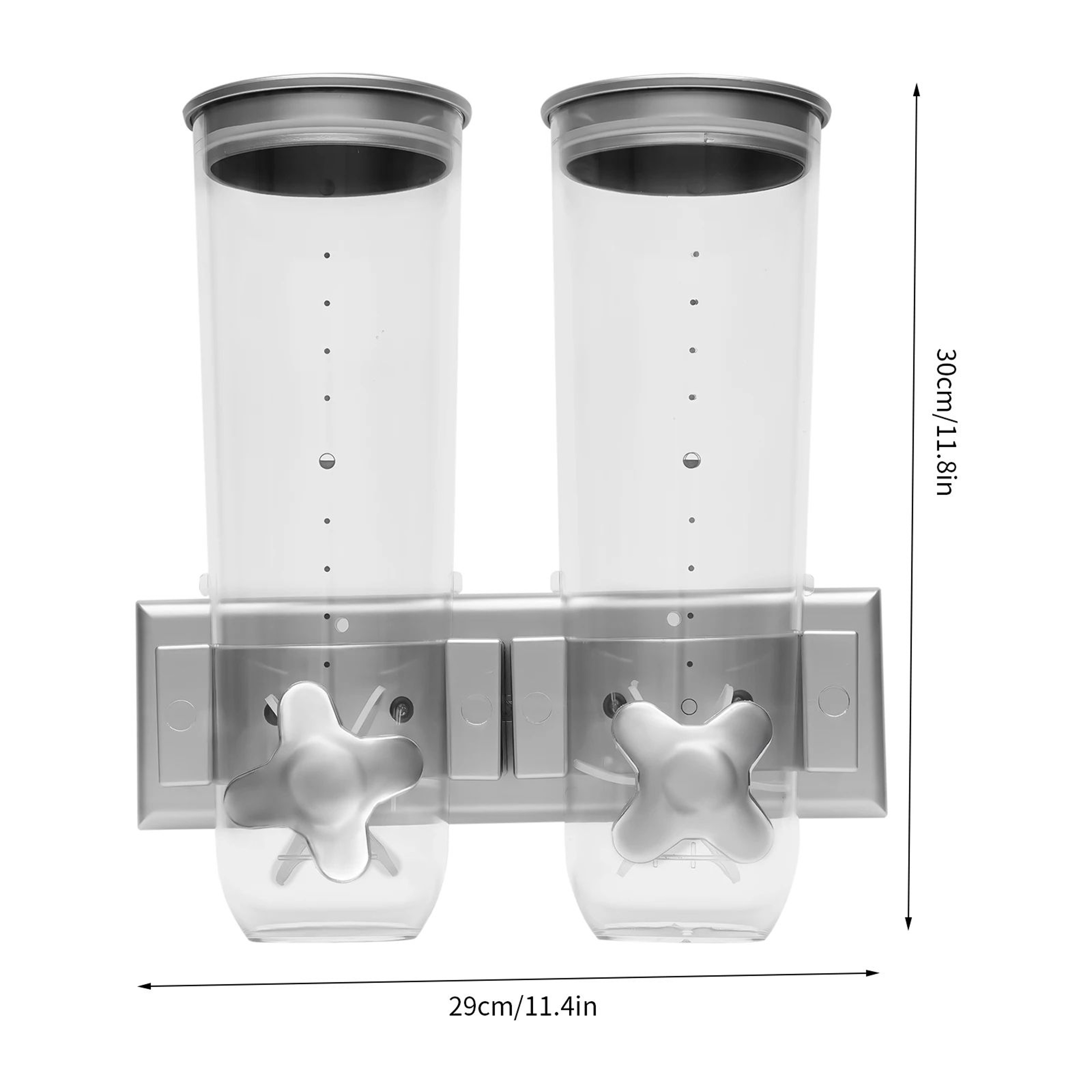 Dual-Bucket Wall Mounted Food Dispenser – 3L Rice & Grain Storage Kitchen Organizer – view 1