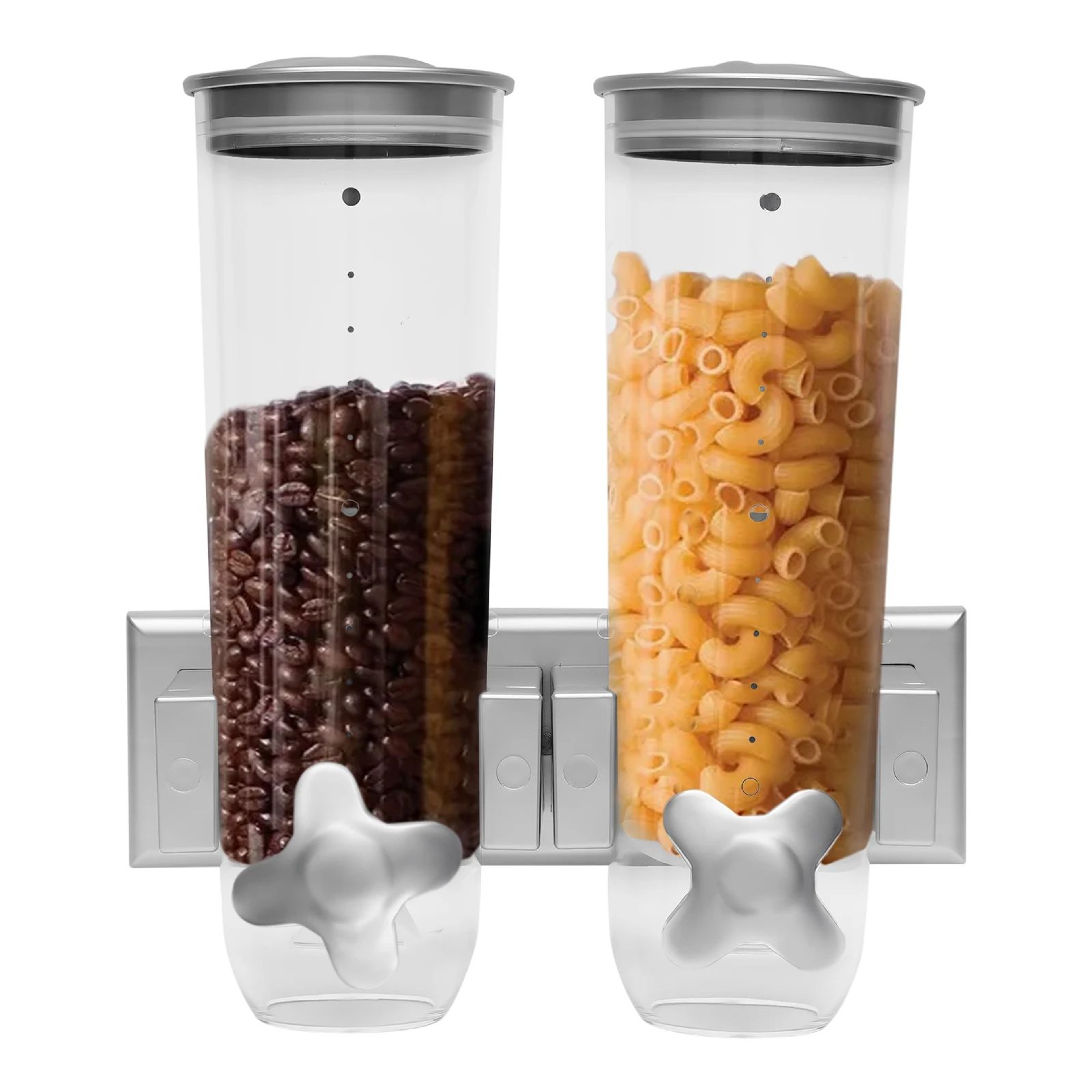 DualBucket Wall Mounted Food Dispenser  3L Rice  Grain Storage Kitchen Organizer 3