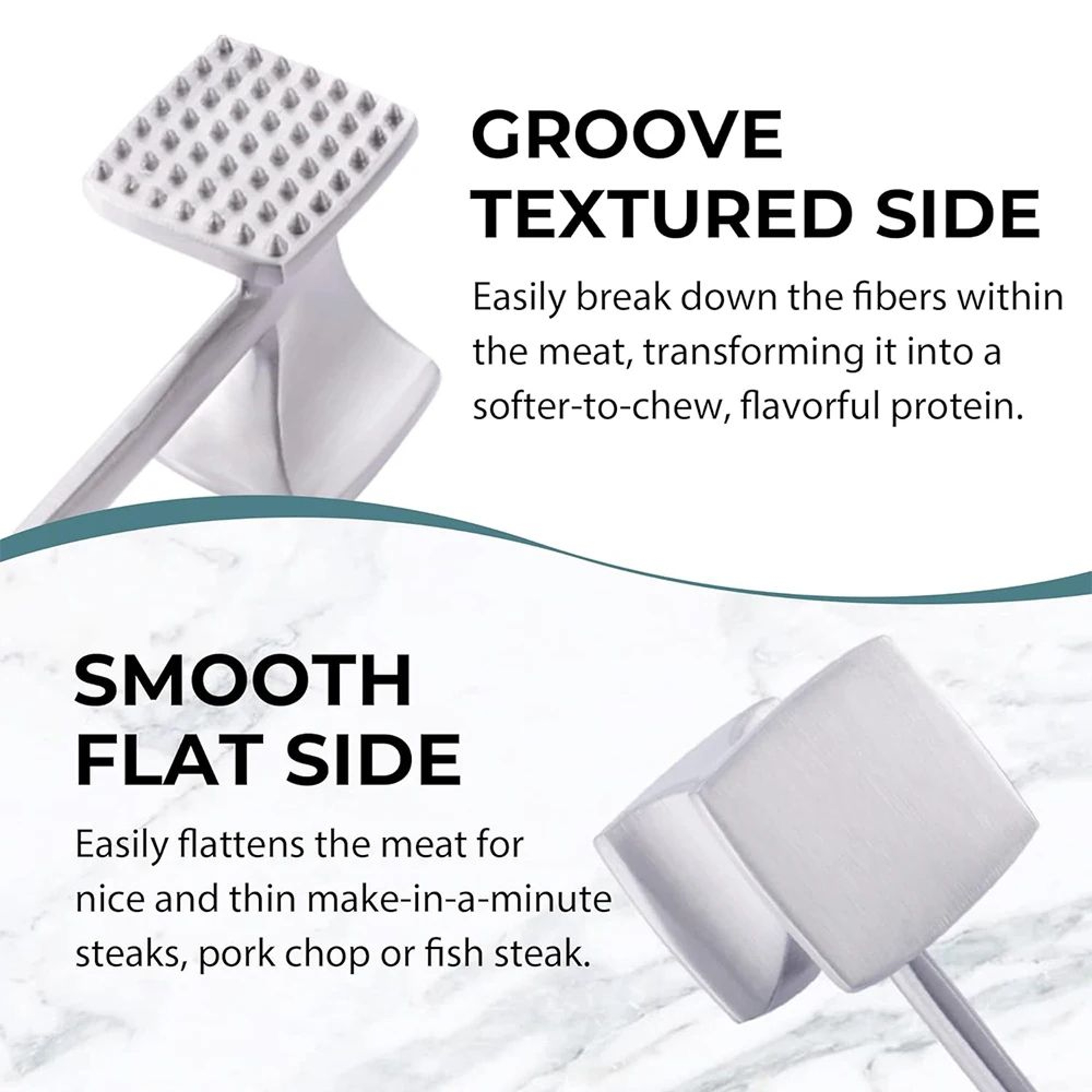 DualSided Meat Tenderizer Mallet With Comfort Grip Handle HeavyDuty Zinc Alloy Meat Hammer Pounder 3