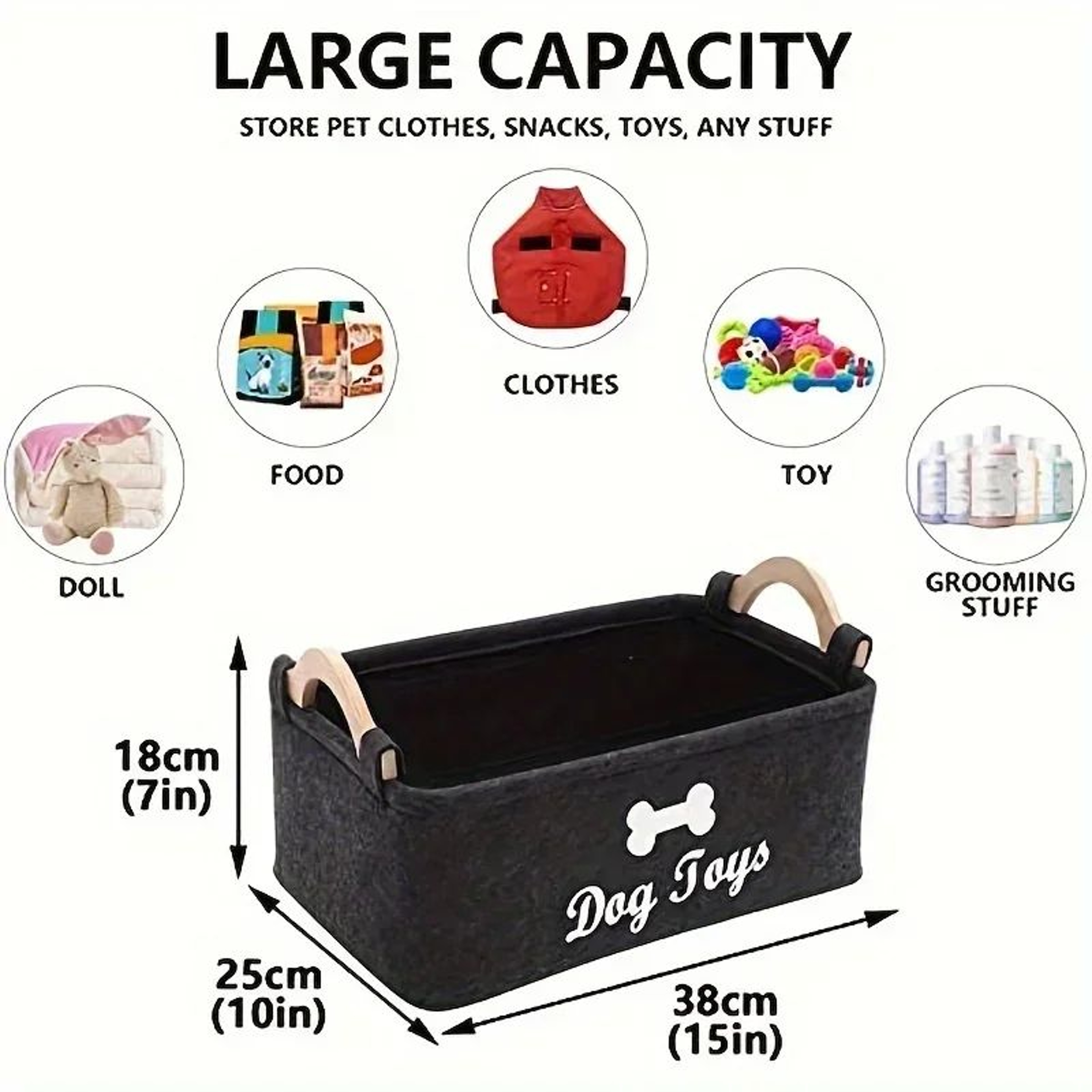 SoftFold Felt Pet Toy Storage Box – Stylish Dog Toy Organizer & Durable Storage Basket – view 1