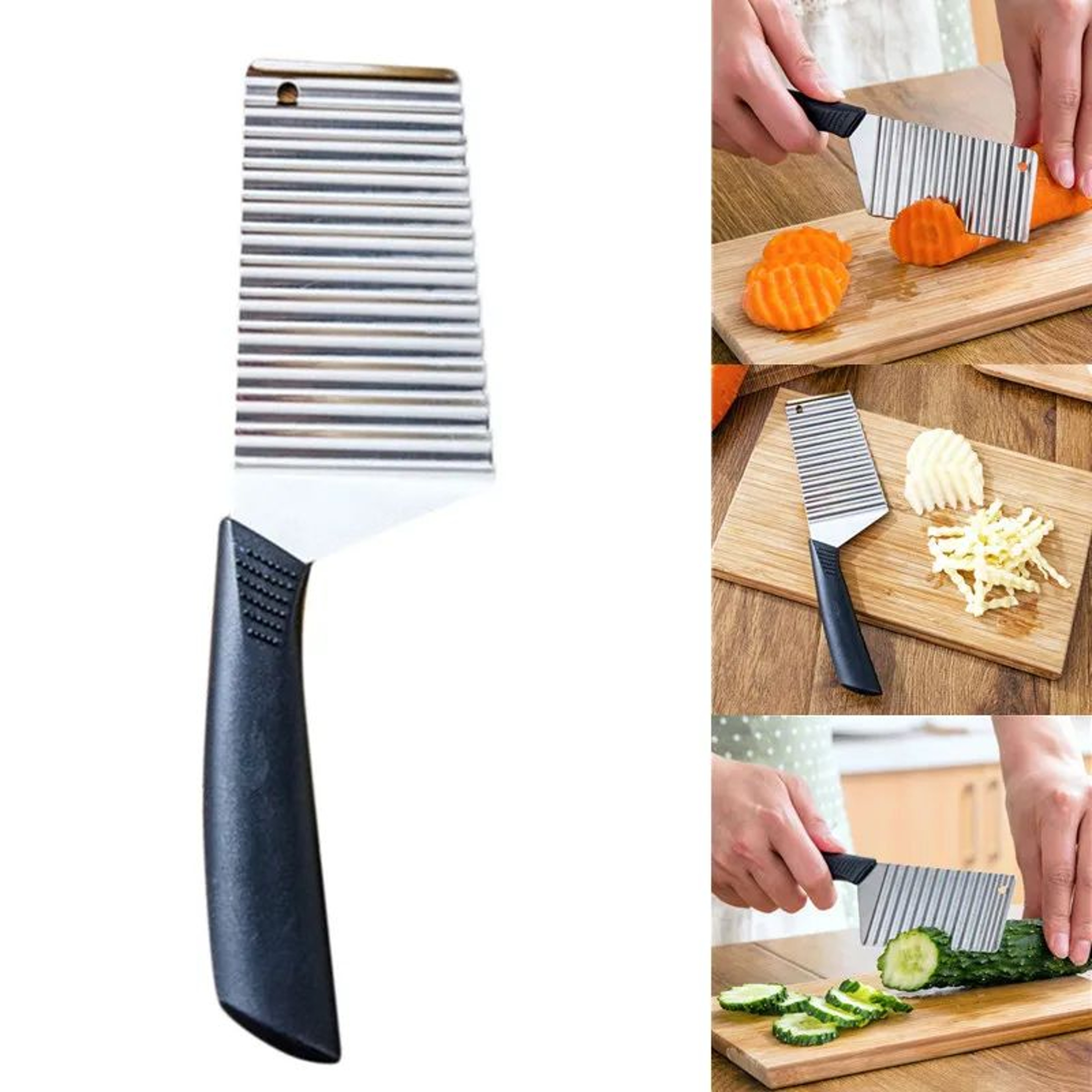 Stainless Steel Crinkle Cutter Wavy Vegetable  Potato Chip Slicer 3
