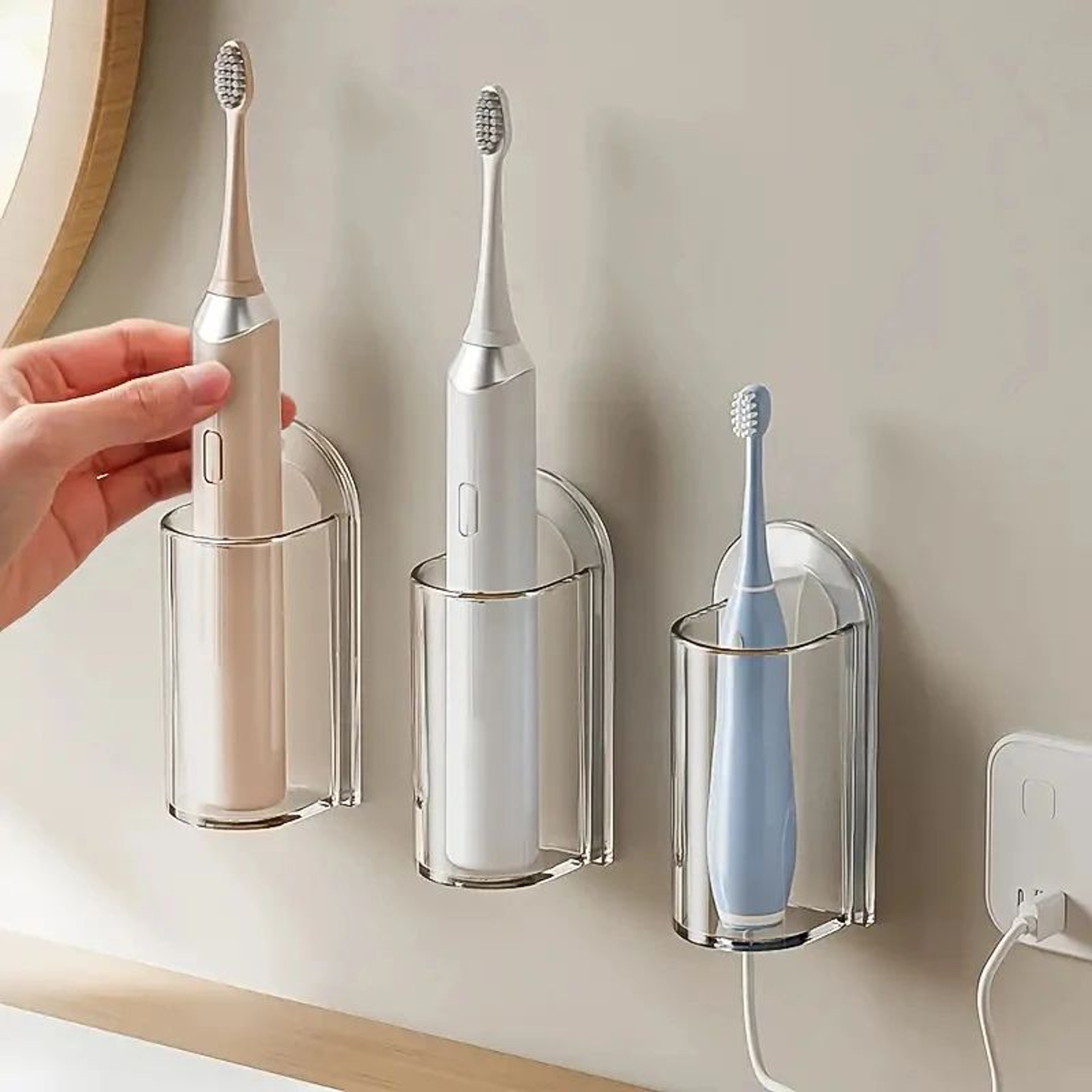 Wall Mounted Toothbrush Holder  Space Saving Electric Toothbrush Organizer 7