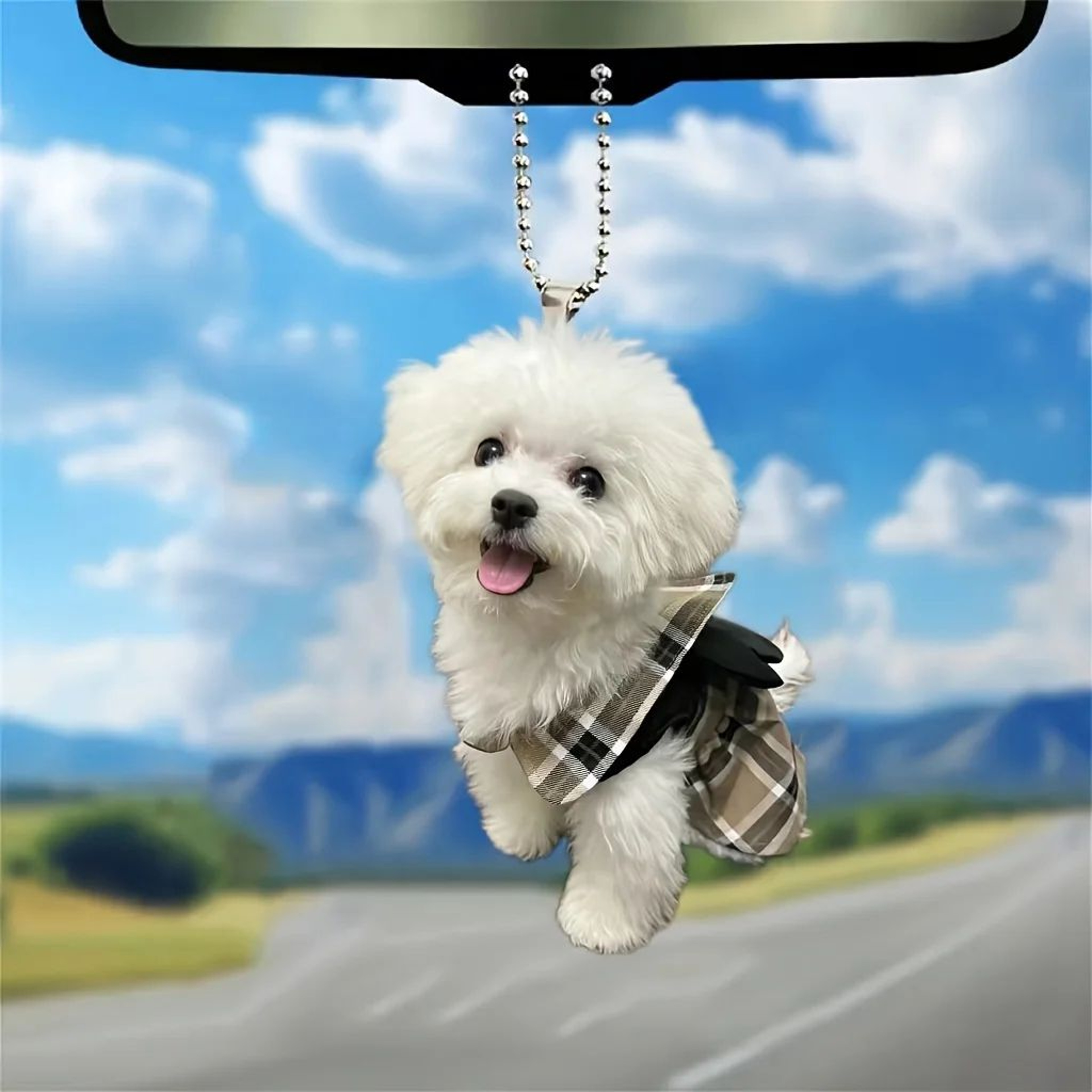 Cute Puppy Car Charm Acrylic Pendant  Kawaii Dog Rearview Mirror Accessory  Bag Keychain 1