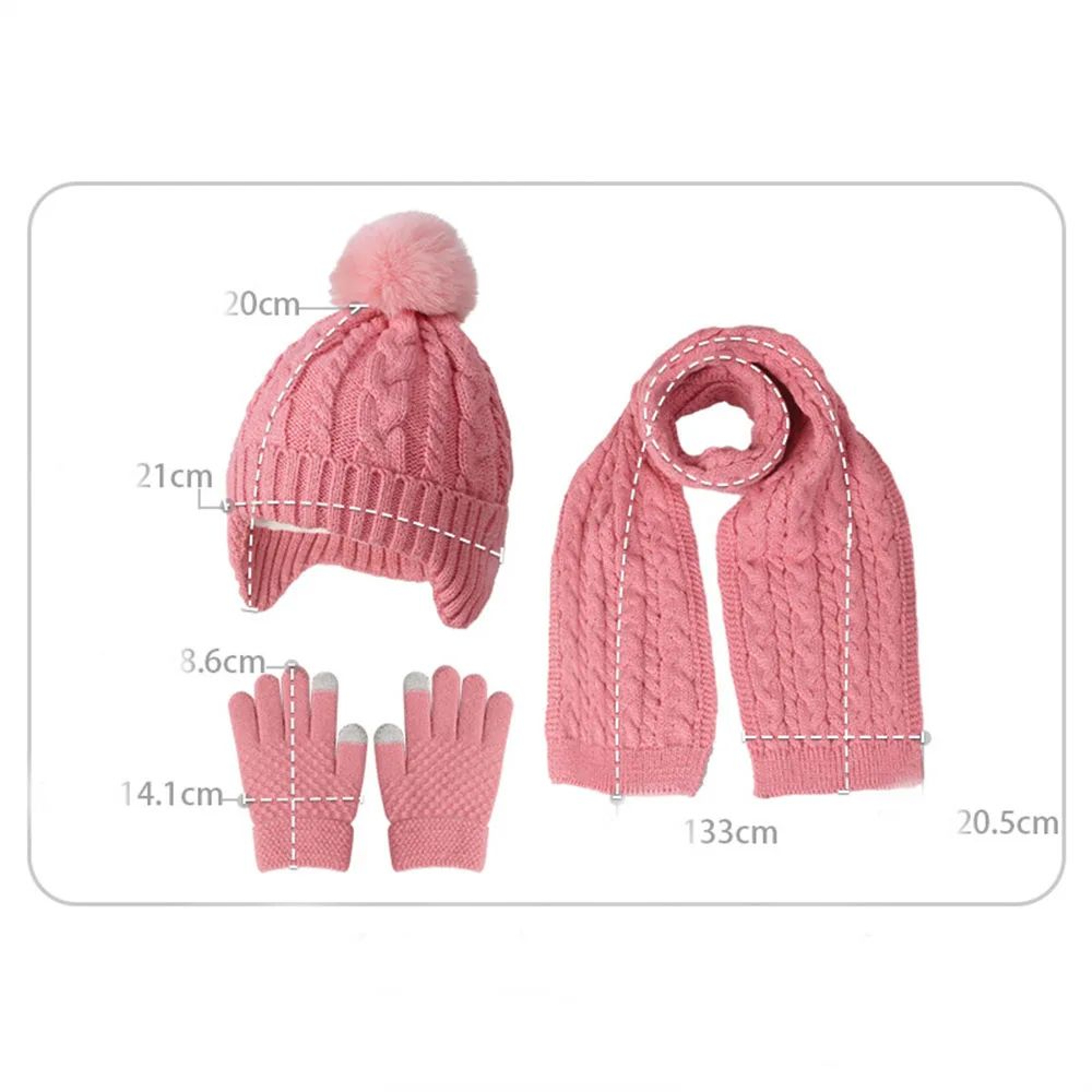 Kids Winter Hat Scarf Gloves Set For Boys  Girls  Soft Knit Cold Weather Accessory Set 3
