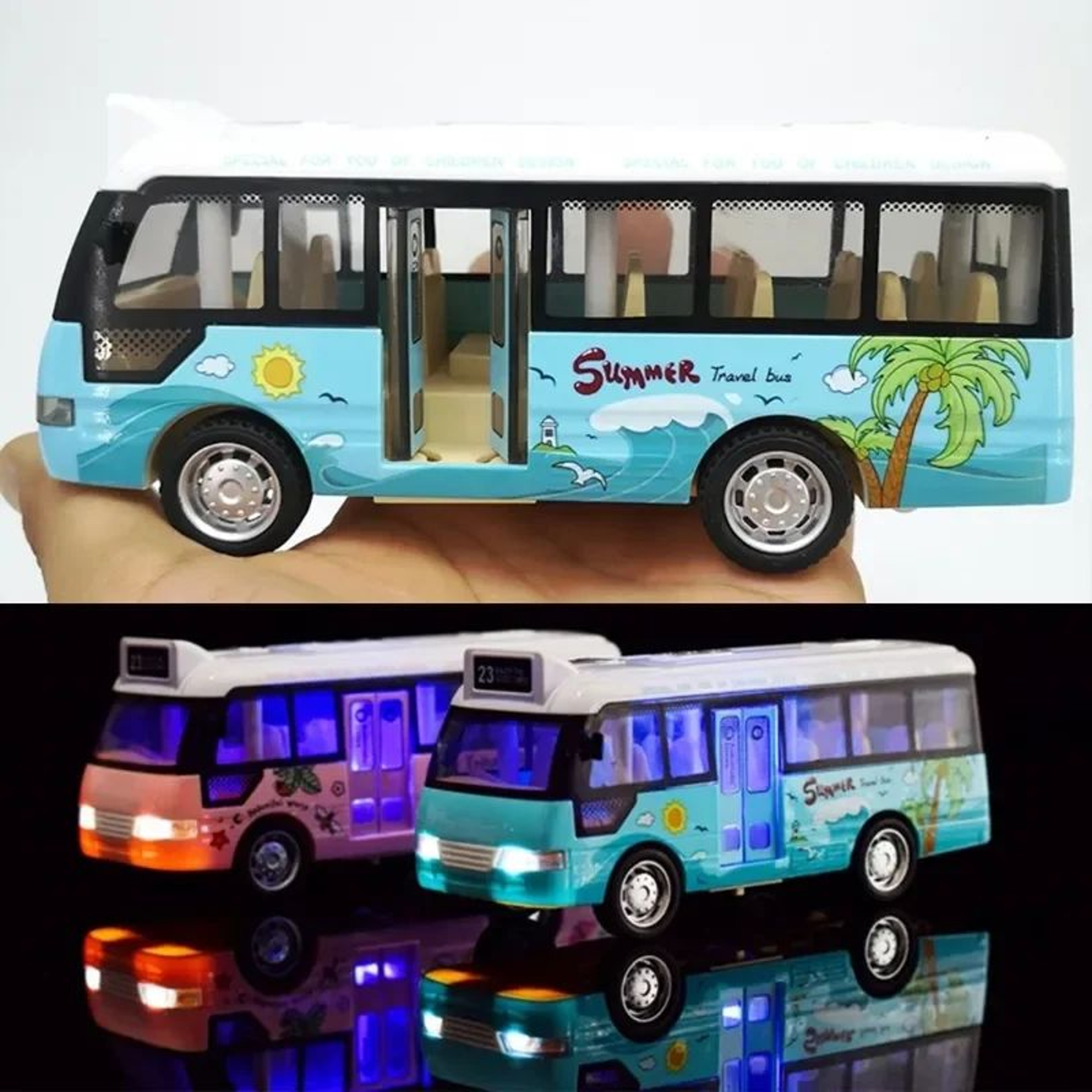 City Explorer LightUp Pull Back Bus Toy For Toddlers 1