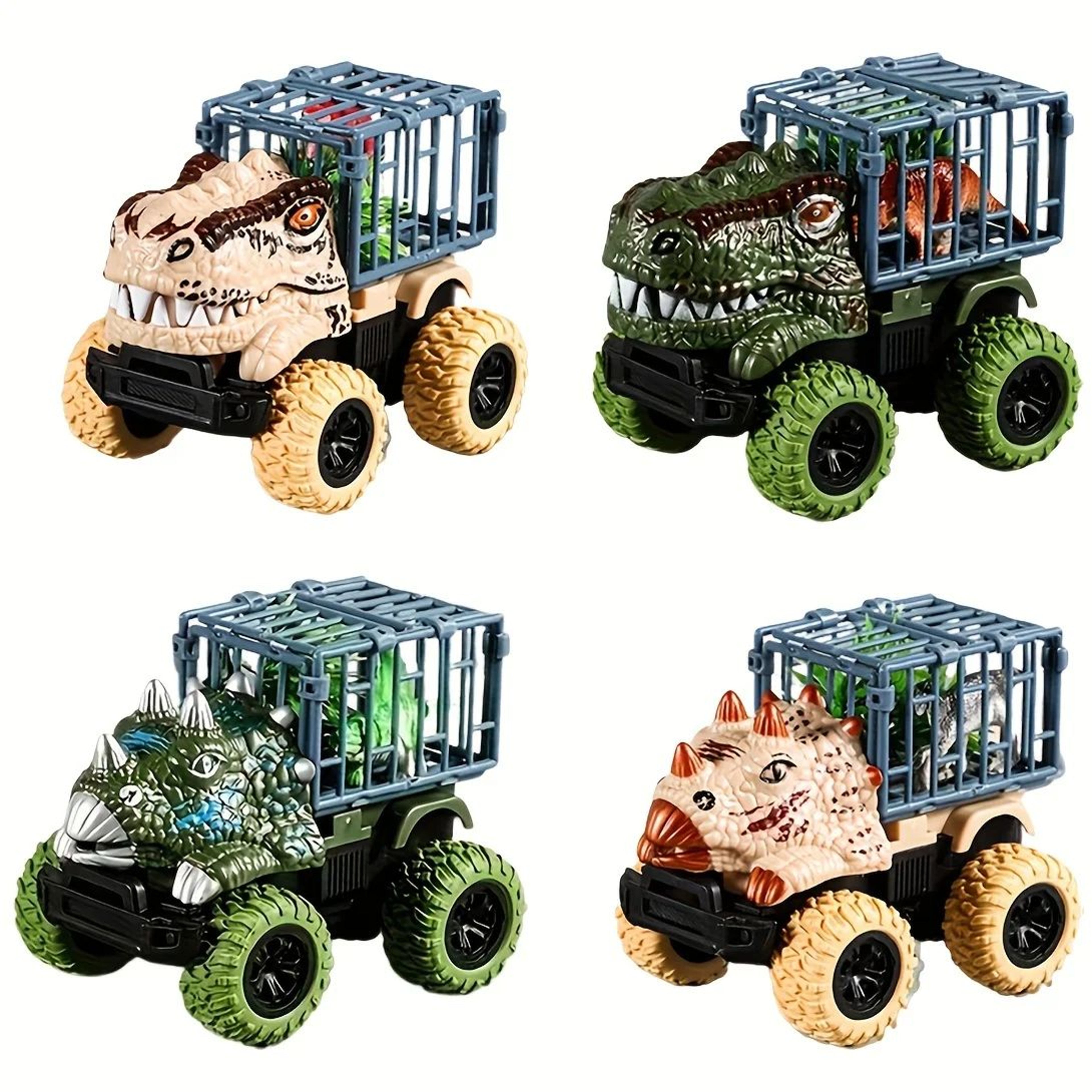 Pull Back Dinosaur Truck Toy With Dino Figures  Interactive Dino Transport Truck Toy For Kids 0