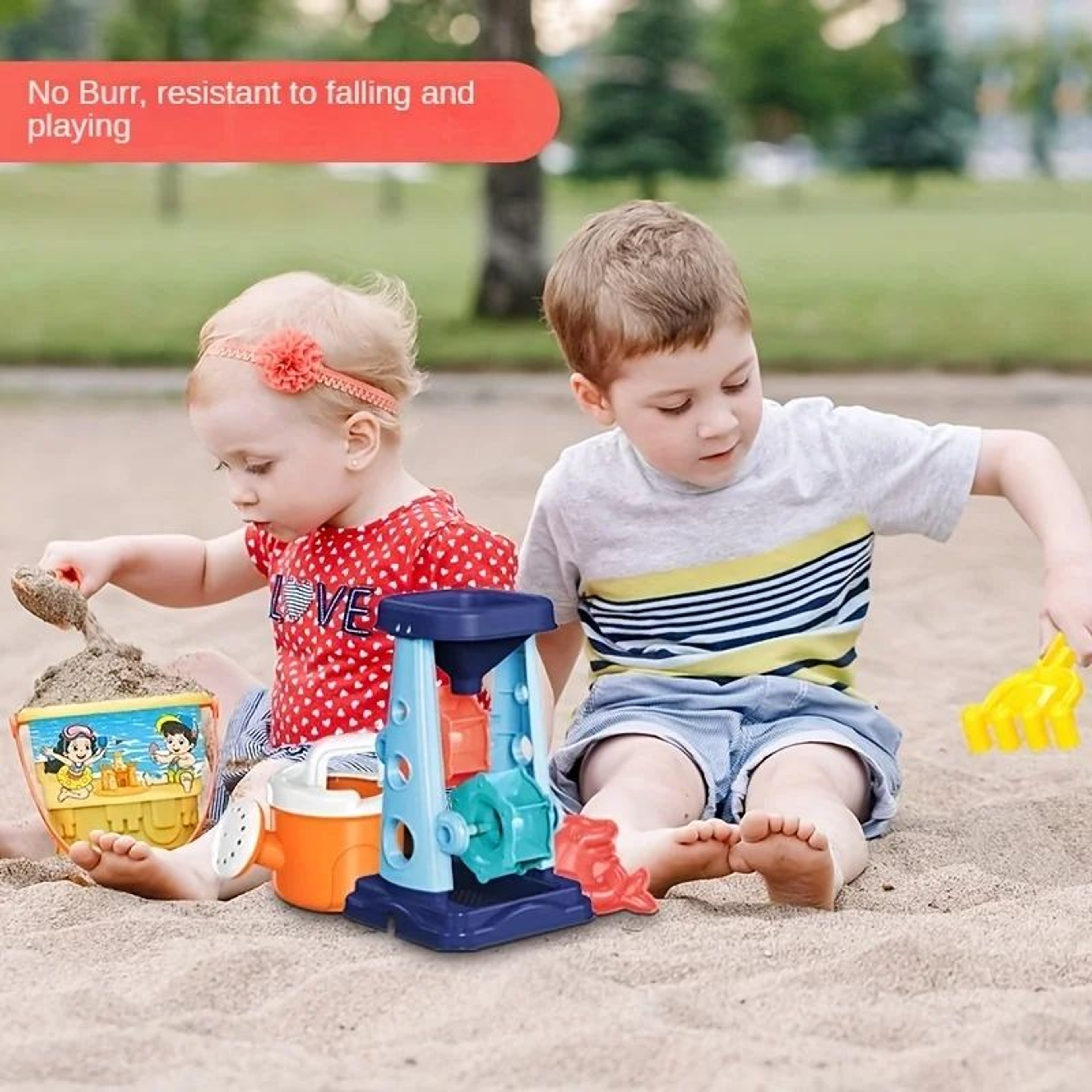Kids Beach Toy Set Sand Play Kit With Bucket Wheel  Molds For Outdoor Fun 4