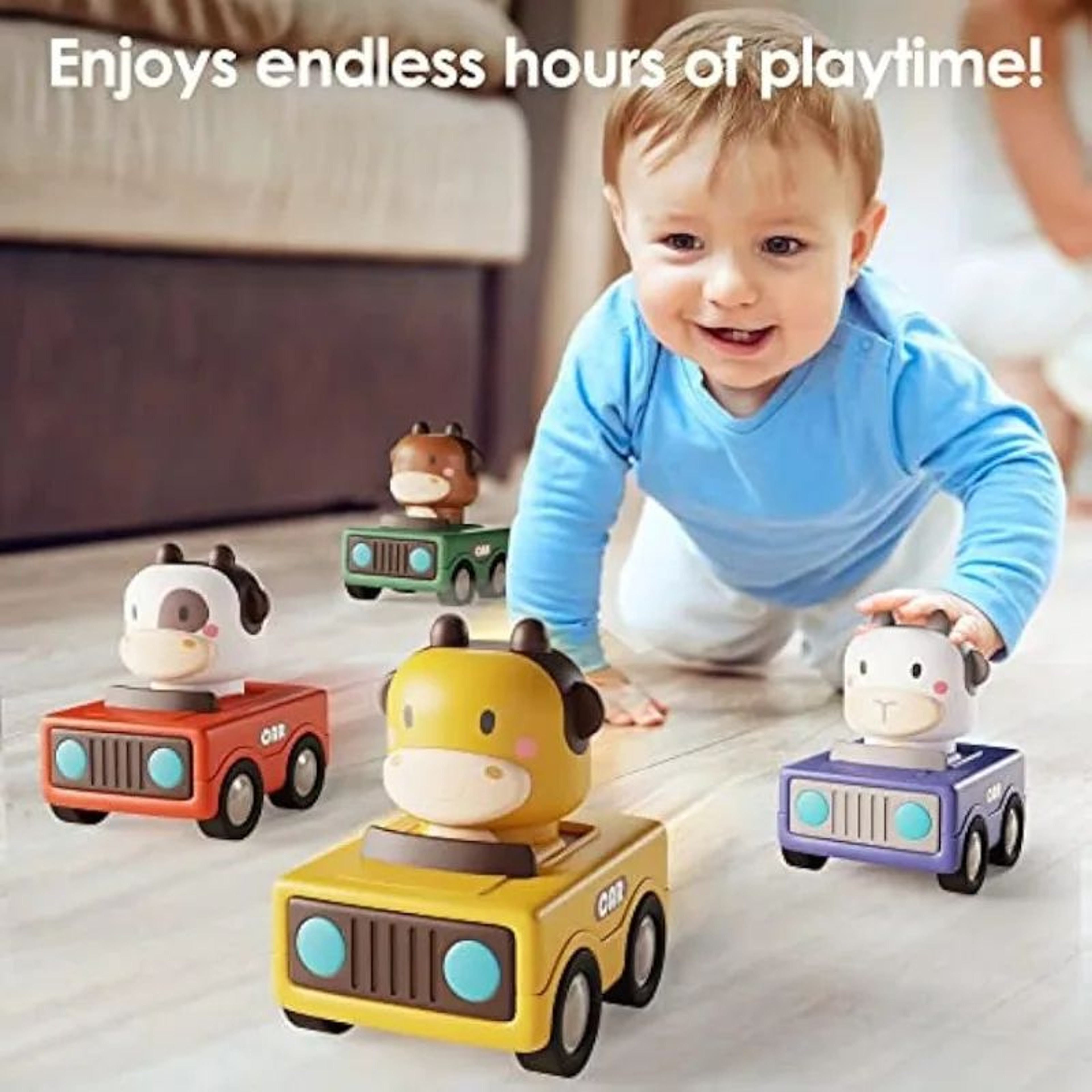 Press  Go Animal Racing Cars  Toddler Push Car Toy Set For Babies 13 1