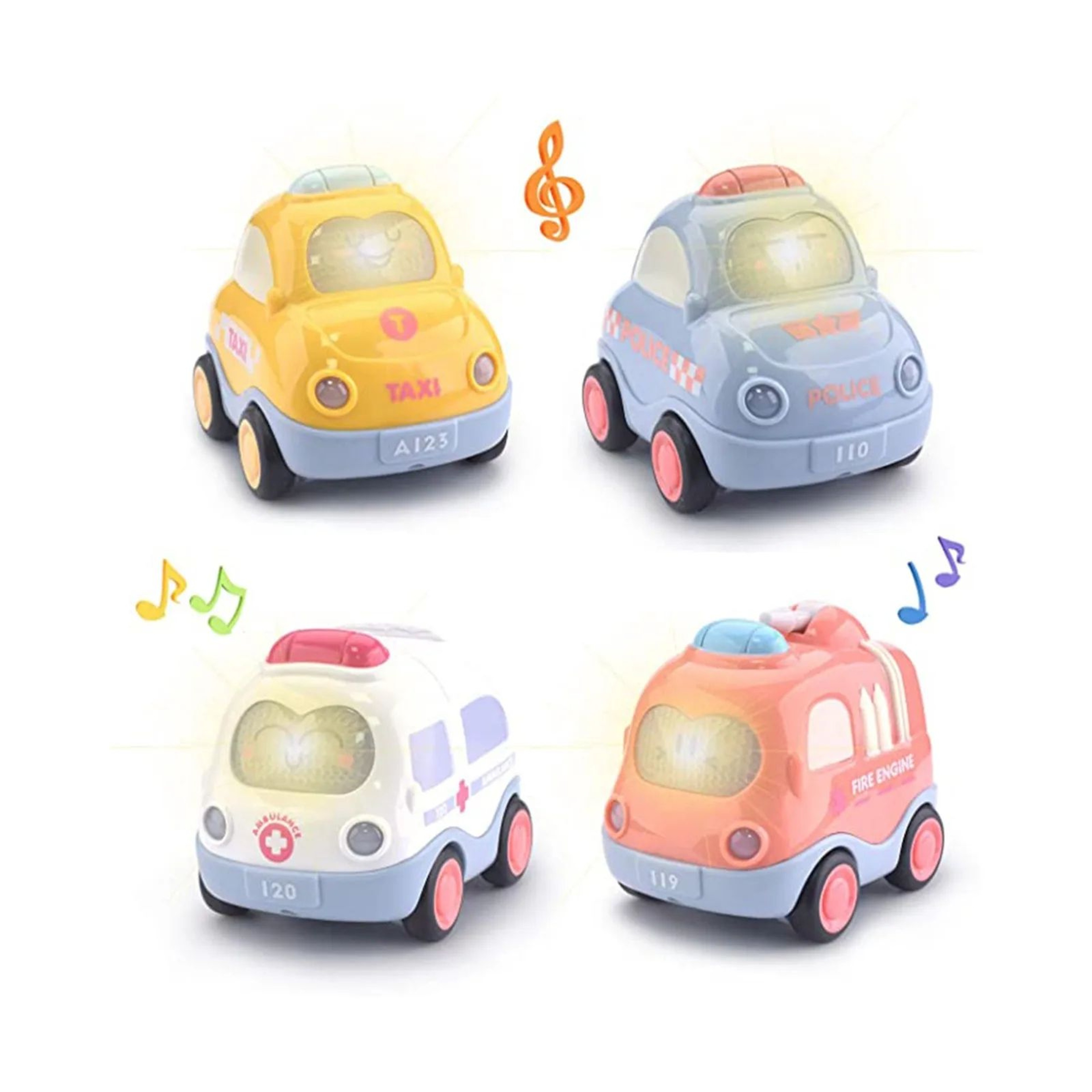 Pull Back Emergency Vehicle Toy Set With Lights  Sound For Toddlers 3
