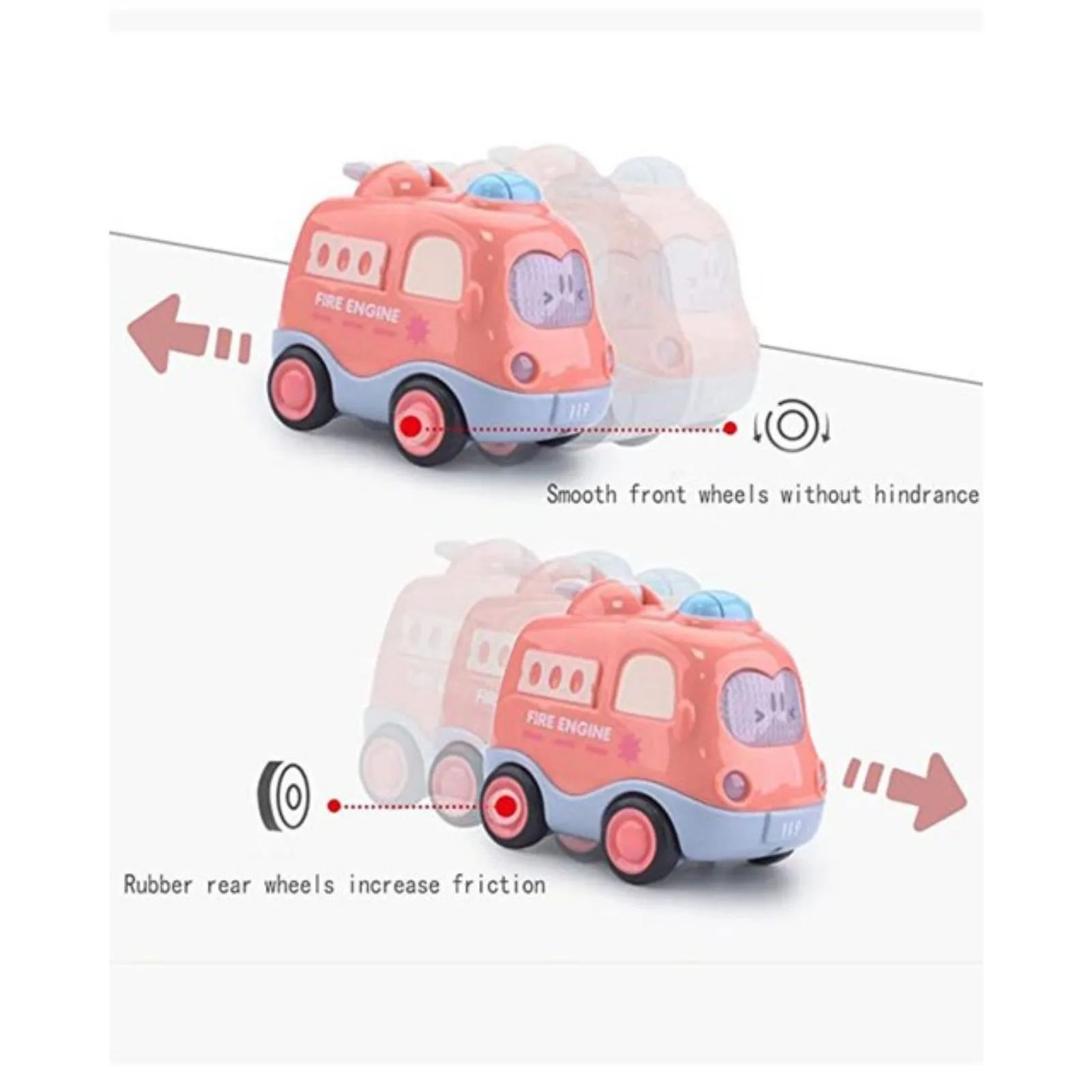 Pull Back Emergency Vehicle Toy Set With Lights  Sound For Toddlers 5