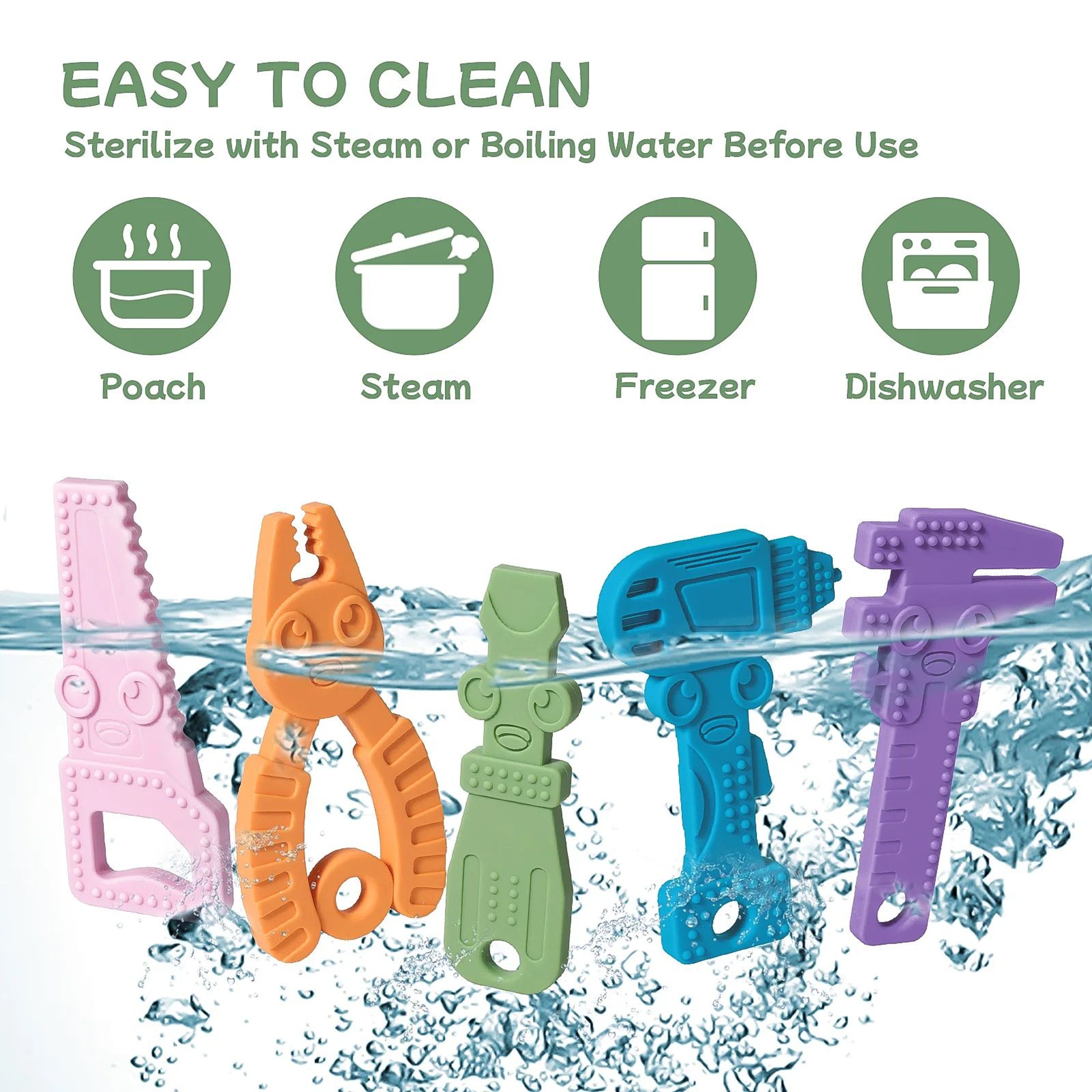 Baby Silicone Teether Wrench Set  Food Grade Safe Chewing Toy For Infants 3