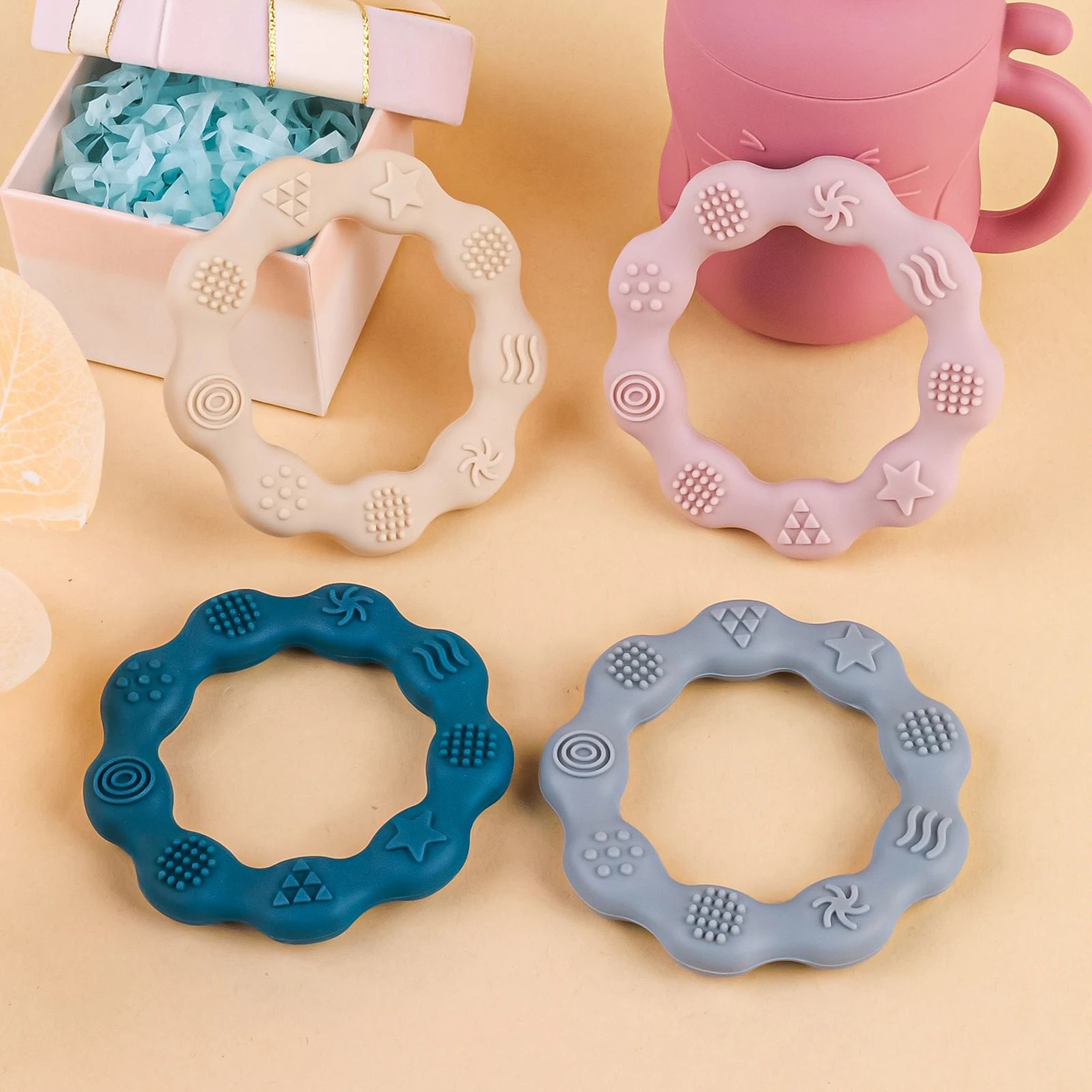 ComfortGrip Baby Teething Ring  BPAFree Silicone Teether For Babies  Newborn Relief 2