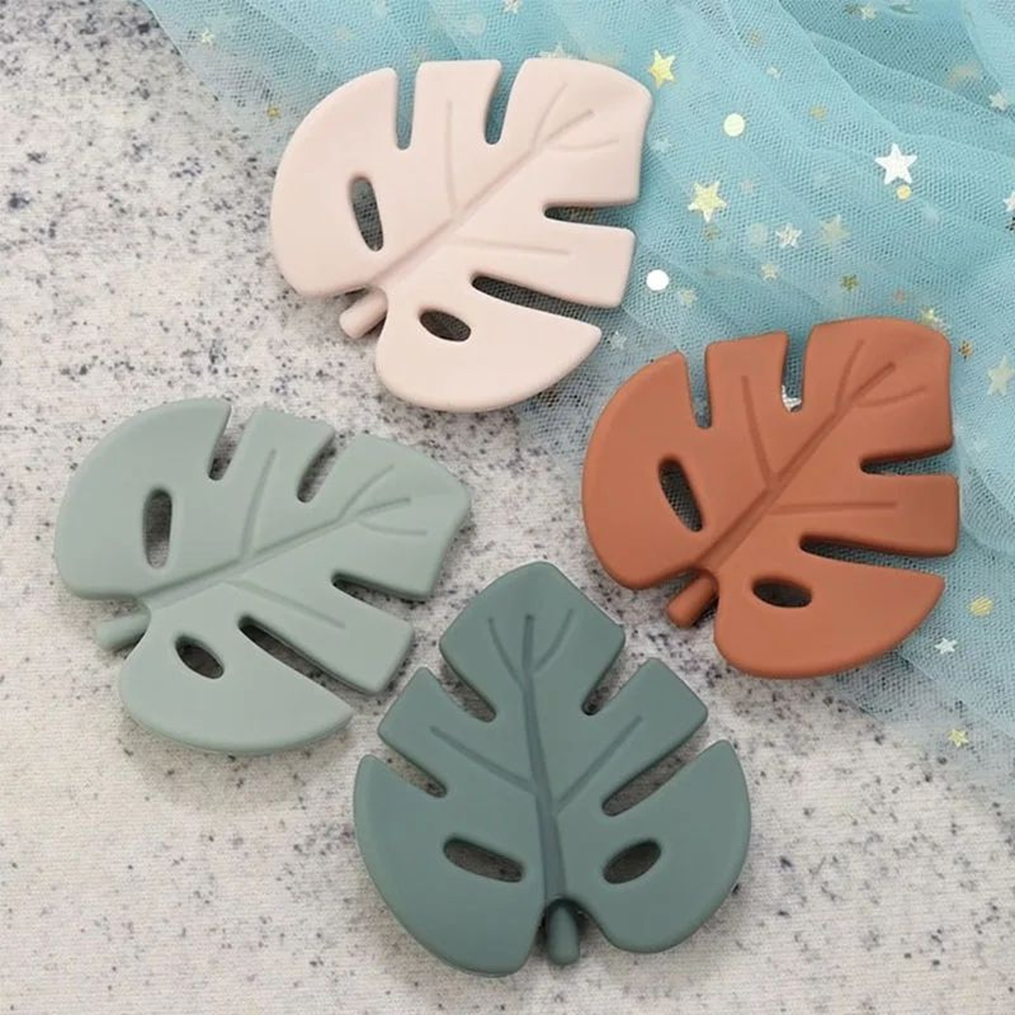 SoftLeaf Silicone Baby Teether Set  BPAFree Leaf Teething Beads For Soothing Relief 1