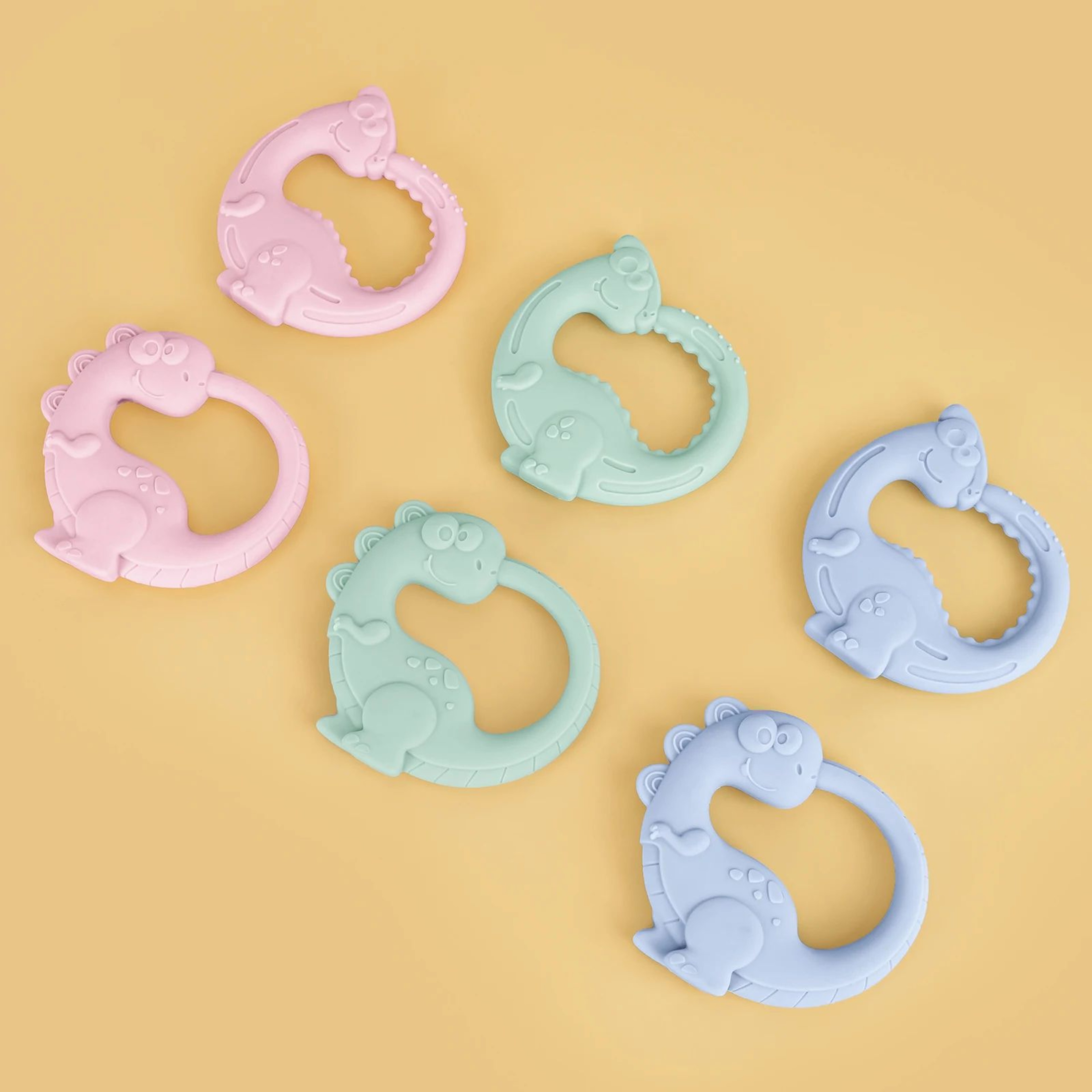 DinoSoft Silicone Baby Teether Bracelet Set  BPAFree Dinosaur Teething Toy For Infants 1