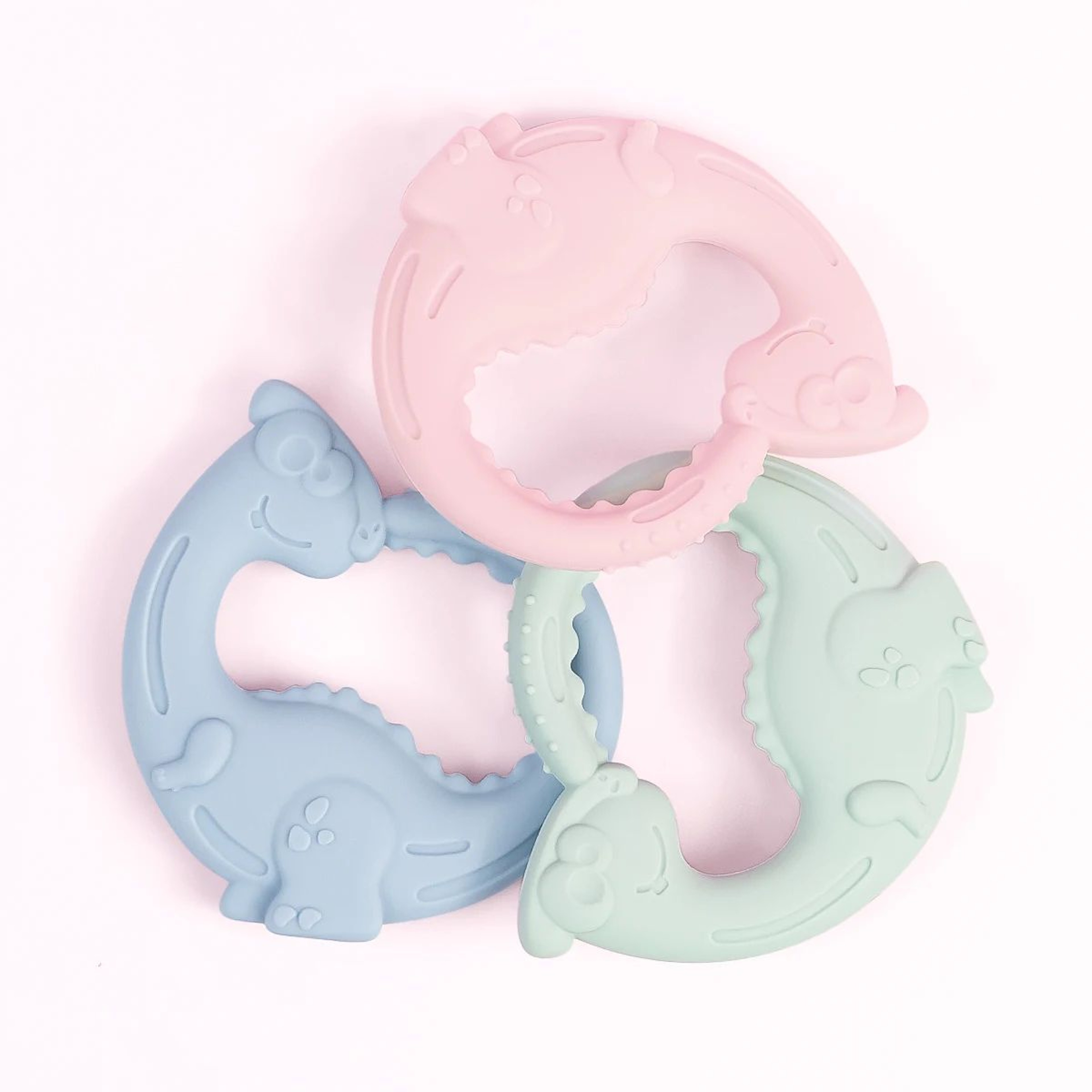 DinoSoft Silicone Baby Teether Bracelet Set  BPAFree Dinosaur Teething Toy For Infants 2