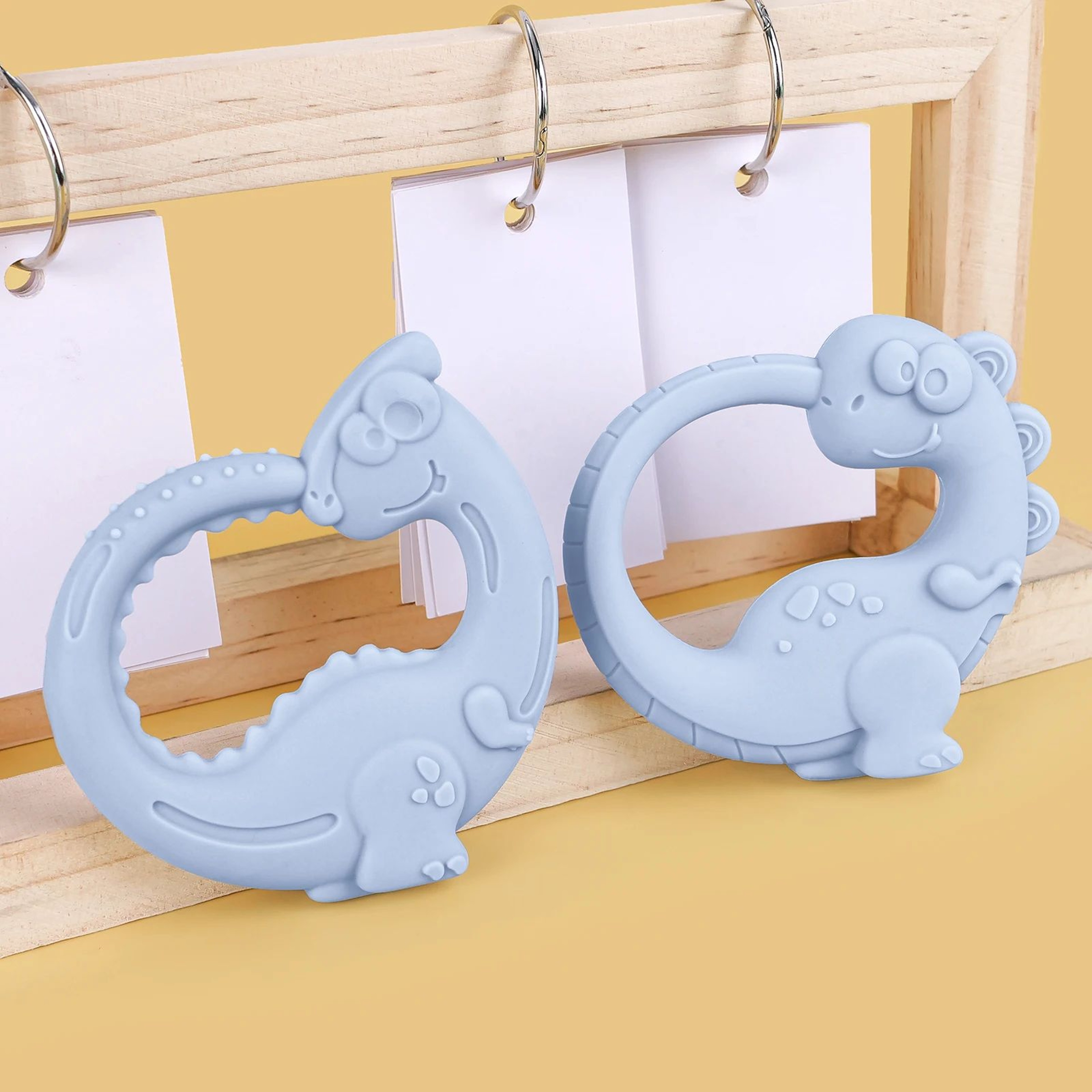 DinoSoft Silicone Baby Teether Bracelet Set  BPAFree Dinosaur Teething Toy For Infants 6