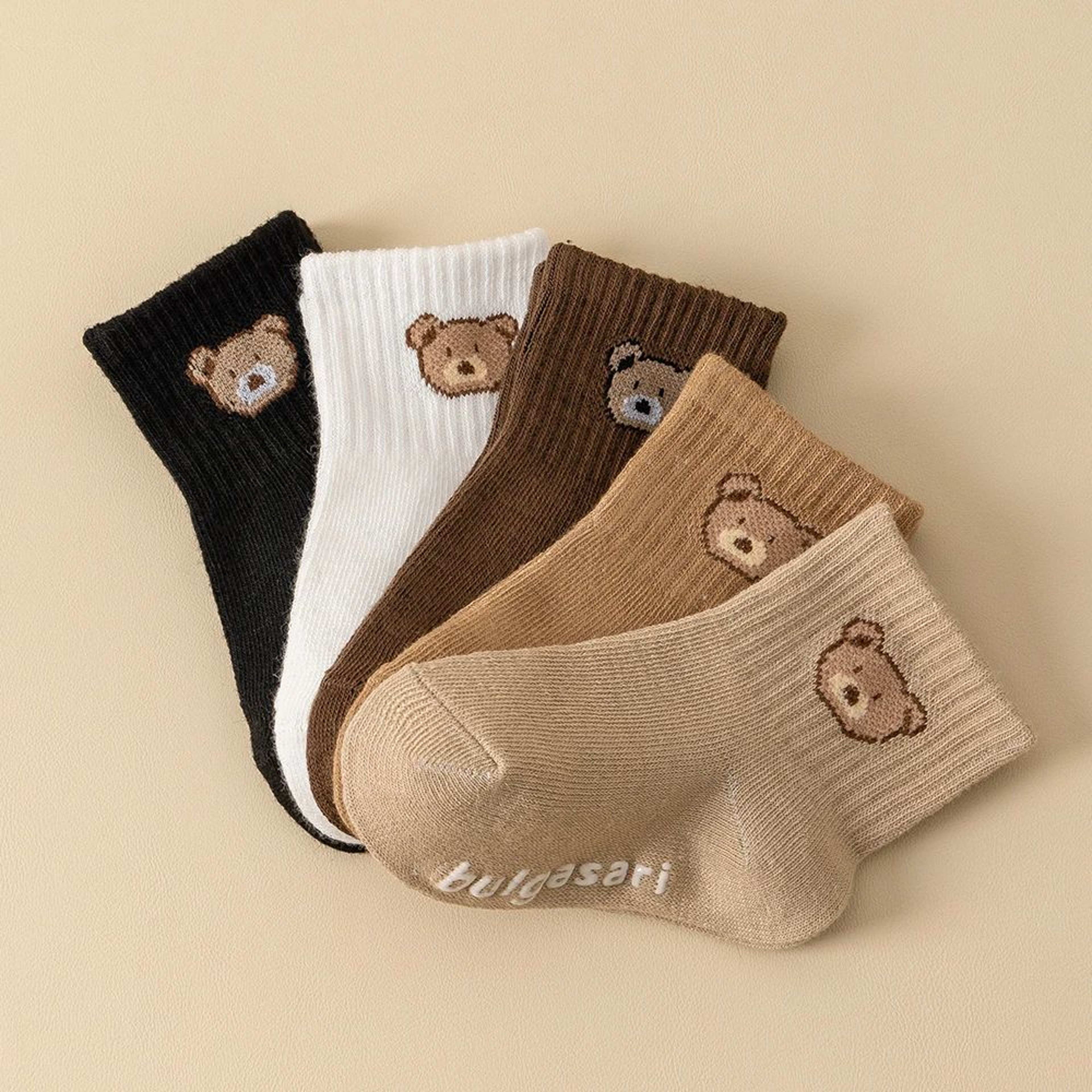 SoftGrip Baby Ankle Socks  5Pack Nonslip Baby Socks With Cute Bear Design For All Seasons 3