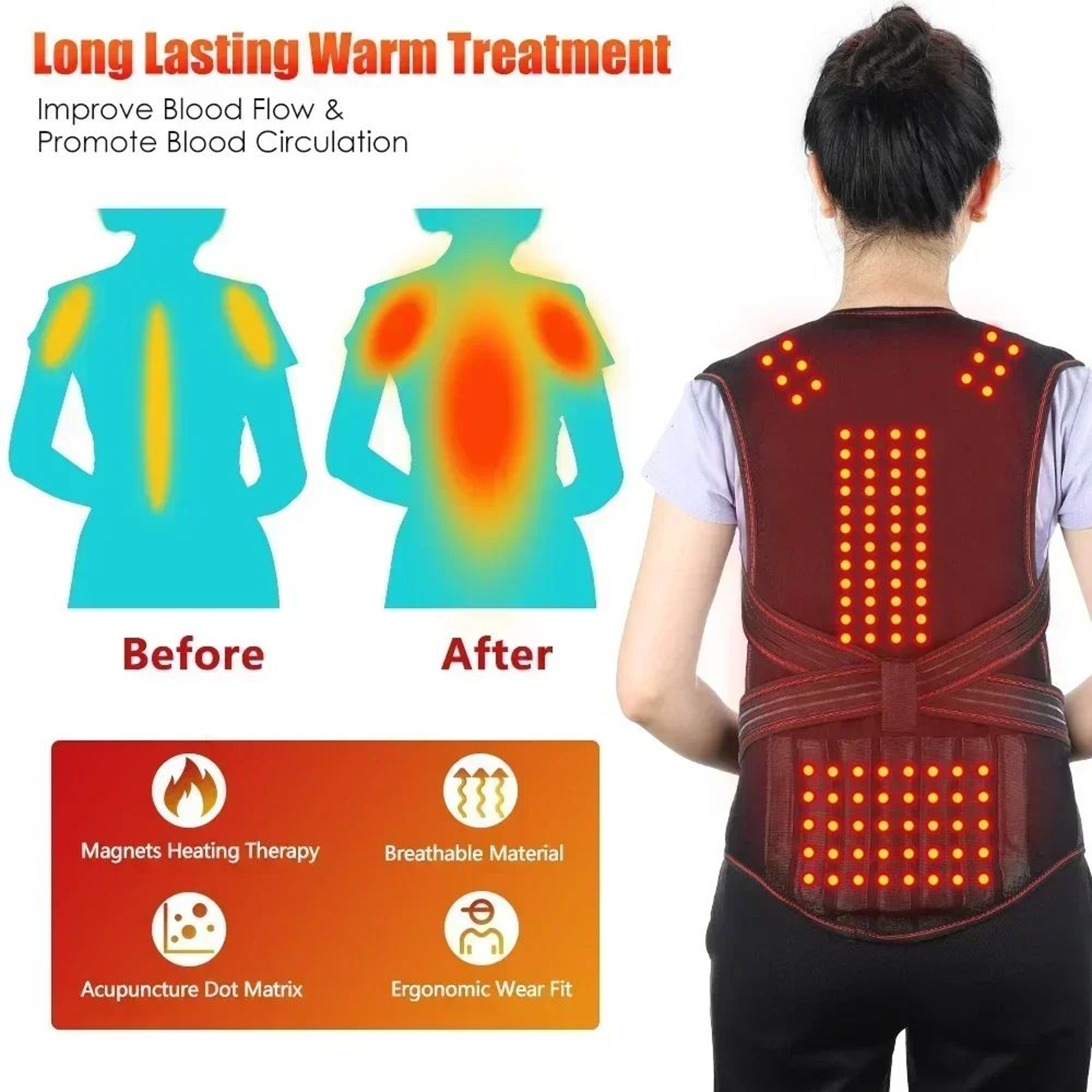Magnetic SelfHeating Back Support Vest With Posture Correction And Pain Relief 1