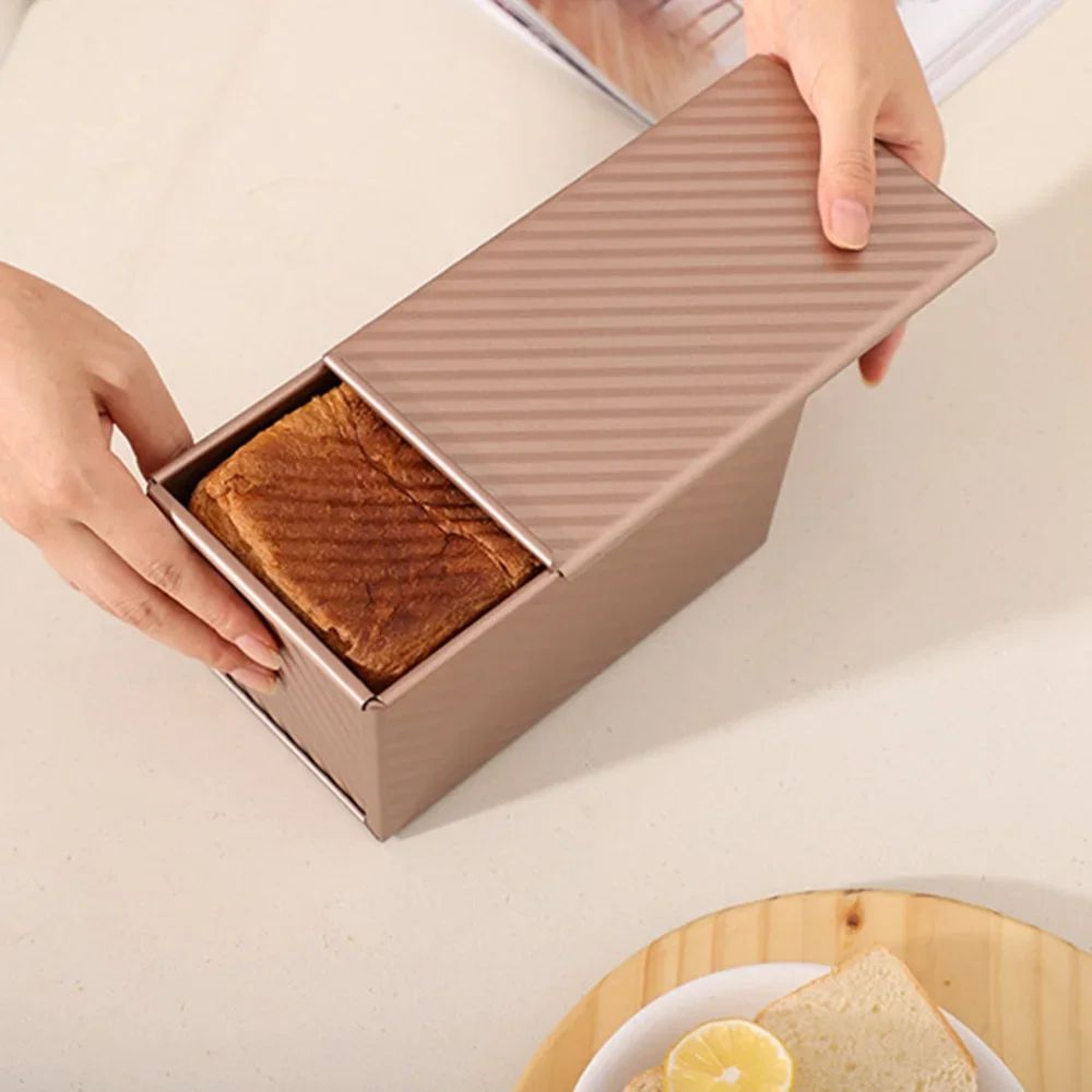 Pullman Loaf Pan With Lid  Nonstick Bread Pan For Homemade Sandwich Loaves 3