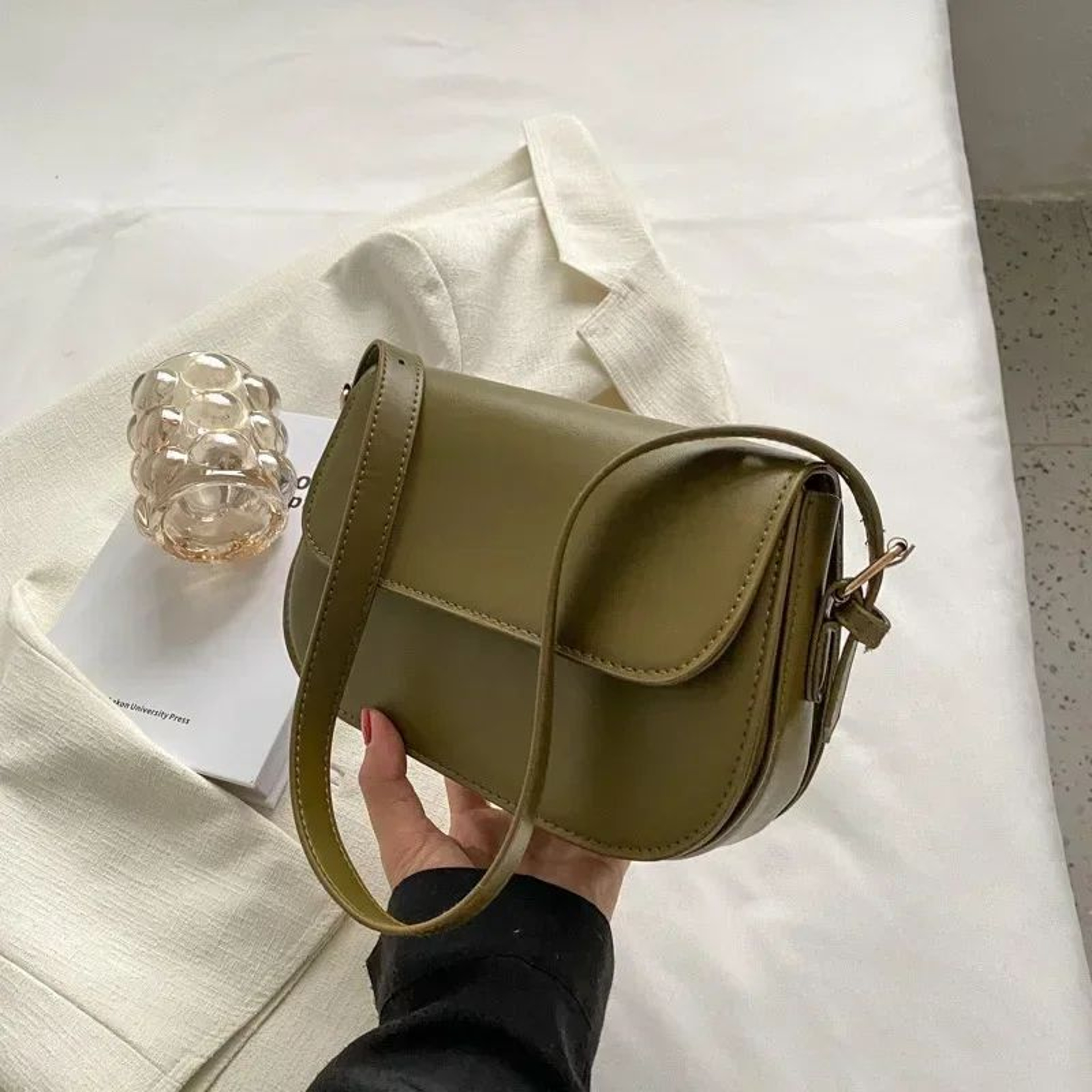 Retro Textured Saddle Shoulder Bag  Chic Small Saddle Bag Crossbody For Everyday Style 9