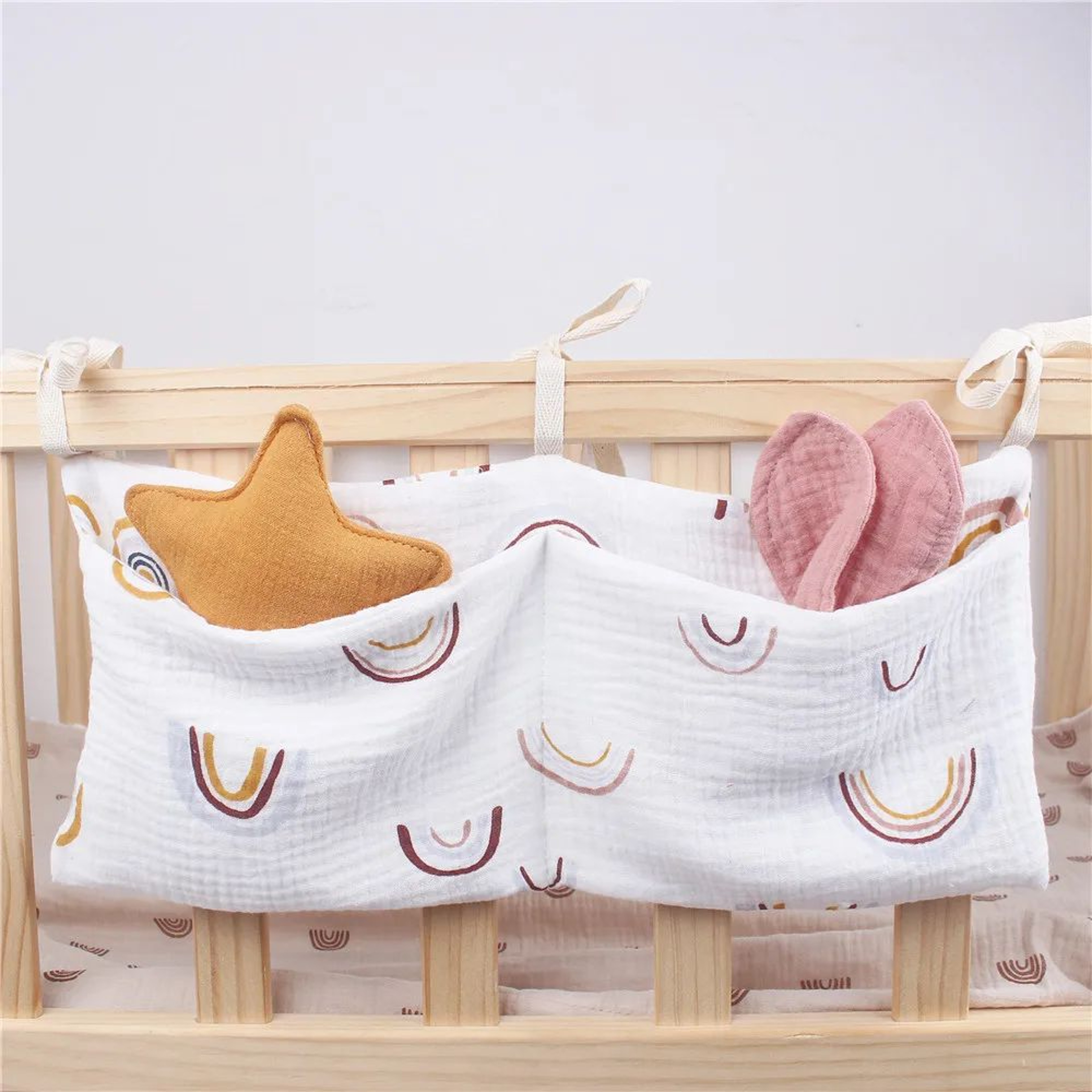 Hanging Crib Organizer With Diaper Caddy  Bedside Storage 5