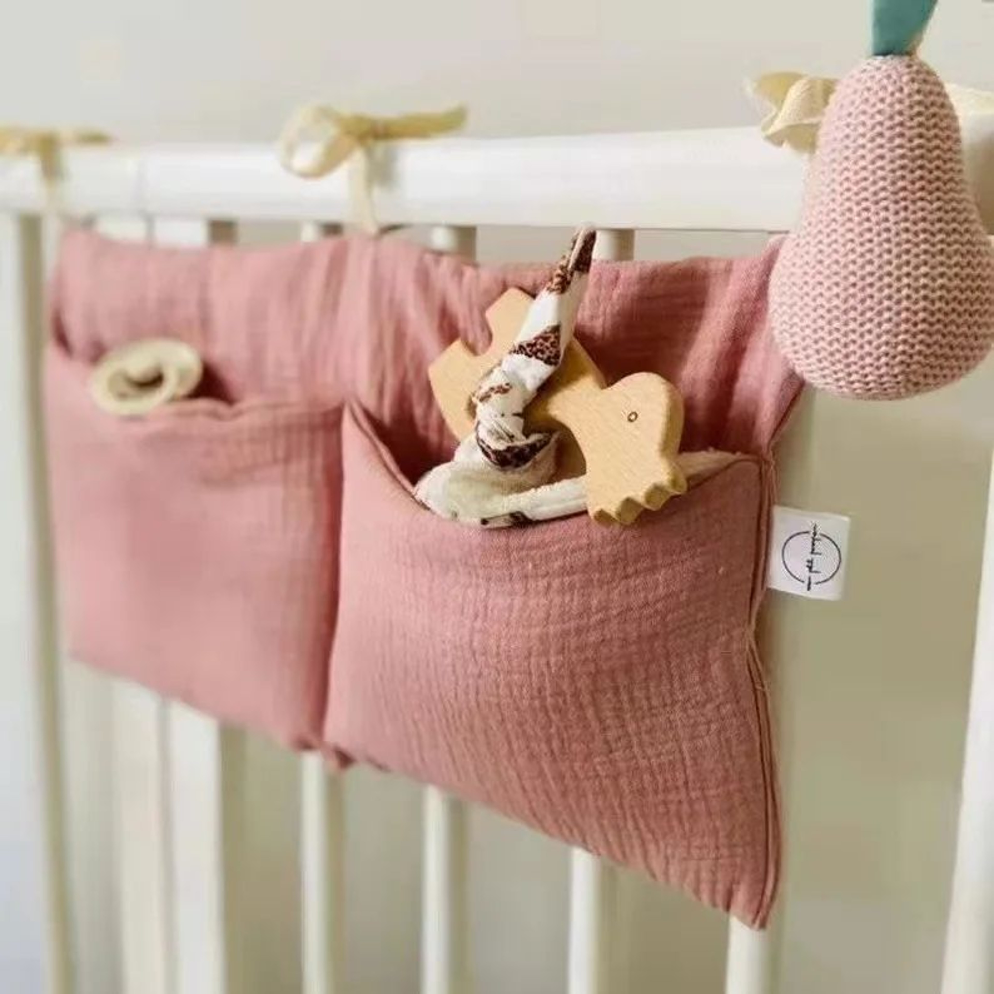 Hanging Crib Organizer With Diaper Caddy  Bedside Storage 7