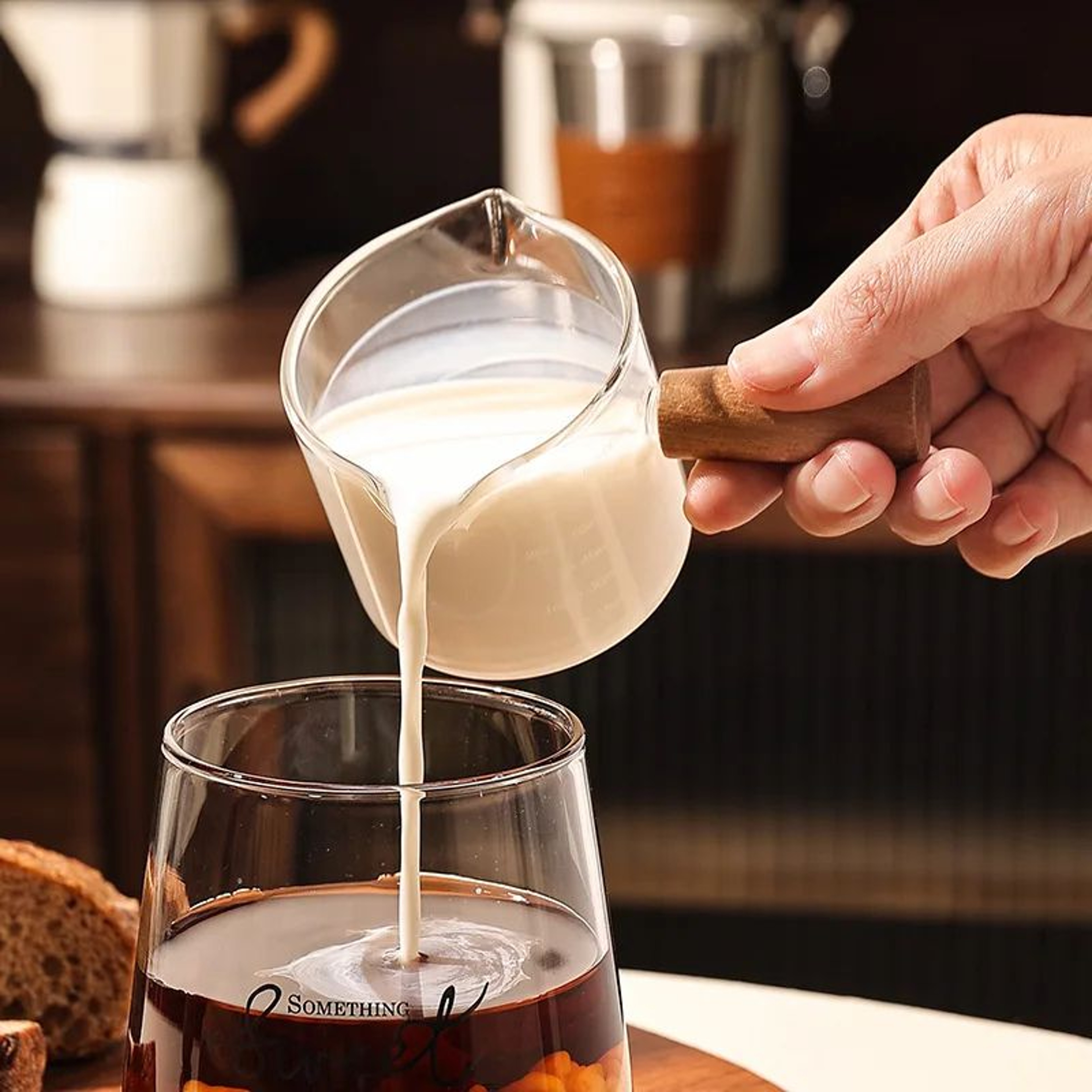 Italian Glass Espresso Cup Set With Measuring Marks Barista Shot Glass  Mini Milk Jug 2