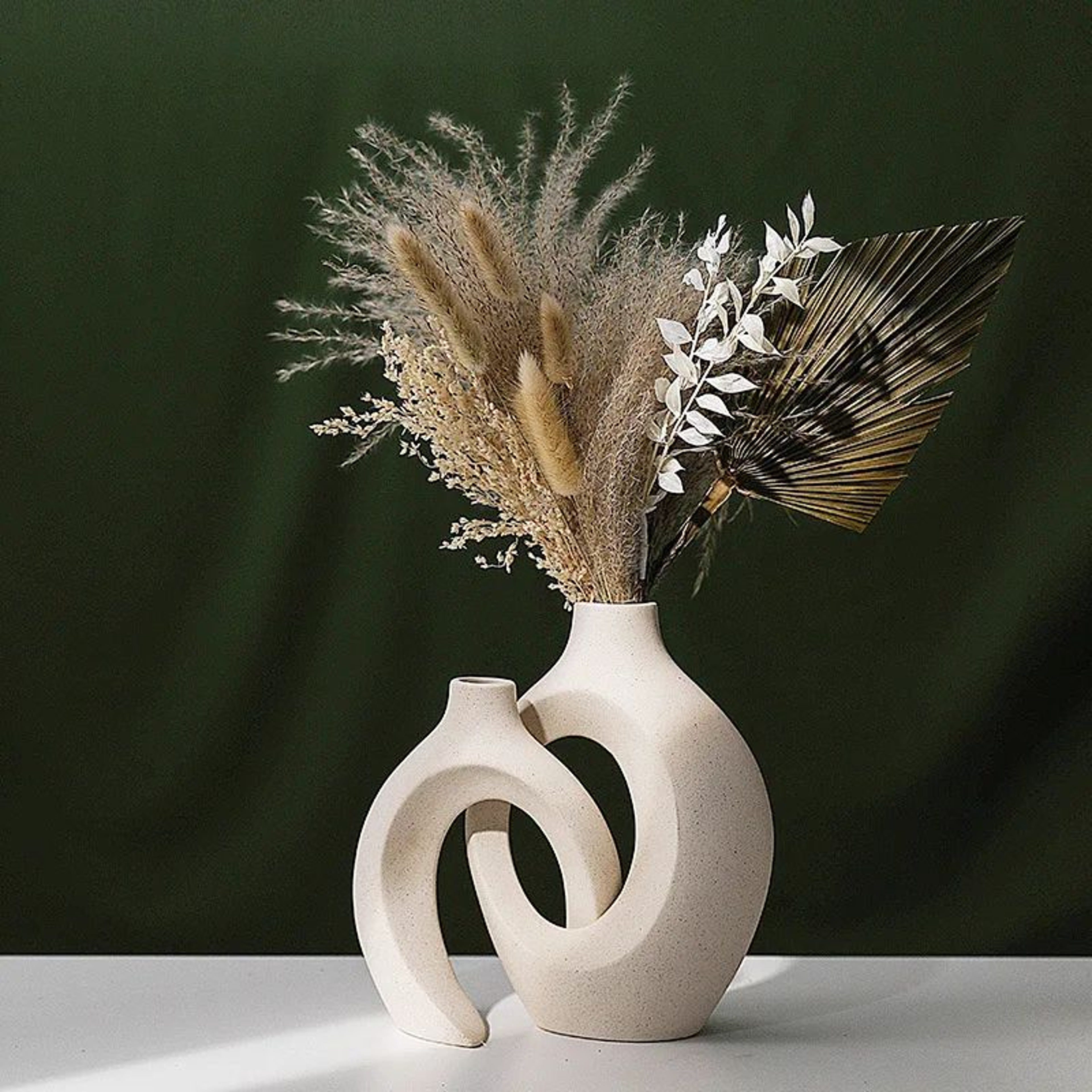 Nordic Ceramic Interlock Vase Set For Pampas Grass And Modern Home Decor 2