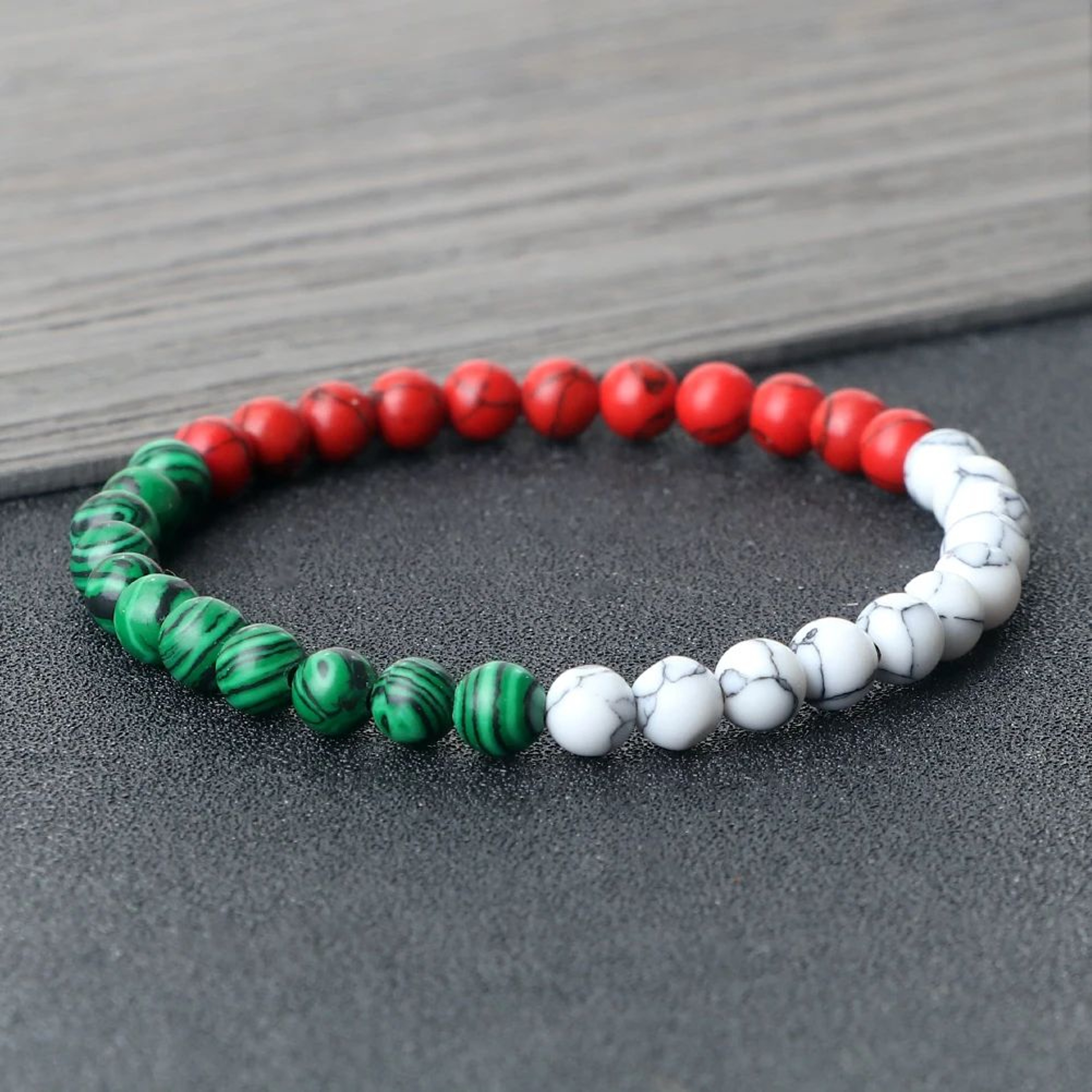 Palestine Flag Natural Stone Bead Bracelet  Unisex Prayer  Symbolic Jewelry 2