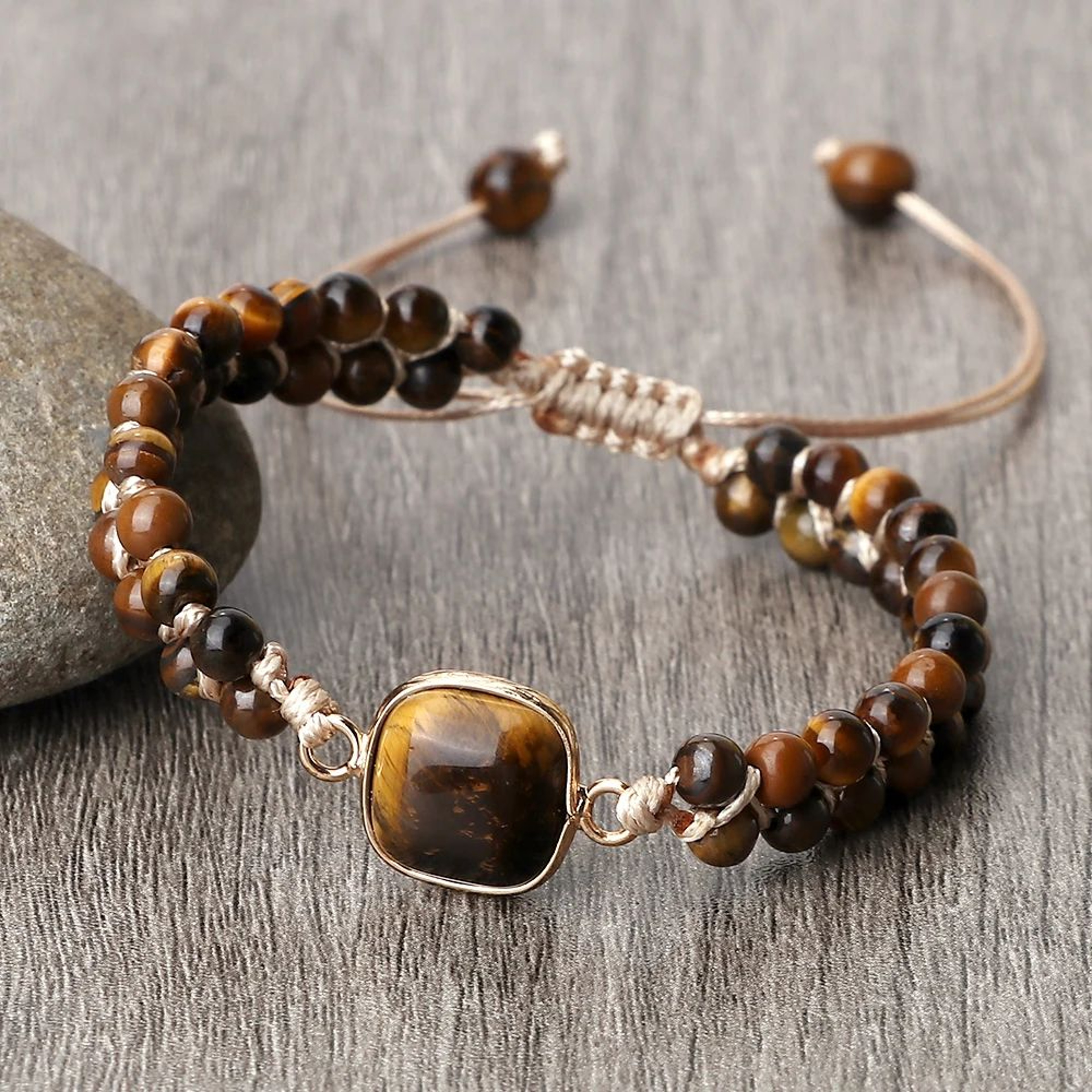 Tiger Eye Energy Bracelet  Handmade 4mm Tiger Eye Bracelet For Balance  Bohemian Style 7