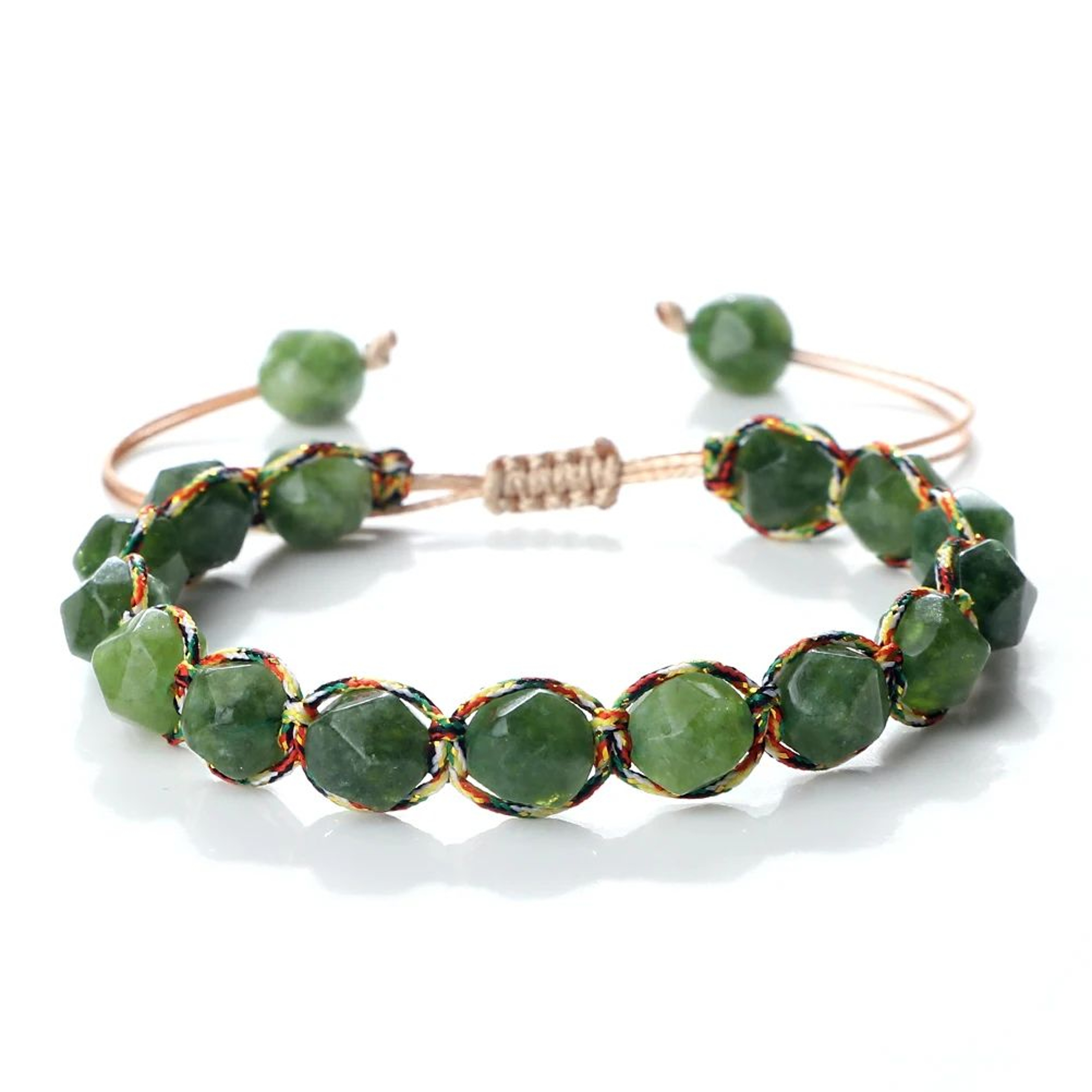 Sun Glow Yellow Agate Bracelet  Handmade Braided Stone Bracelet With 8mm Faceted Beads 11