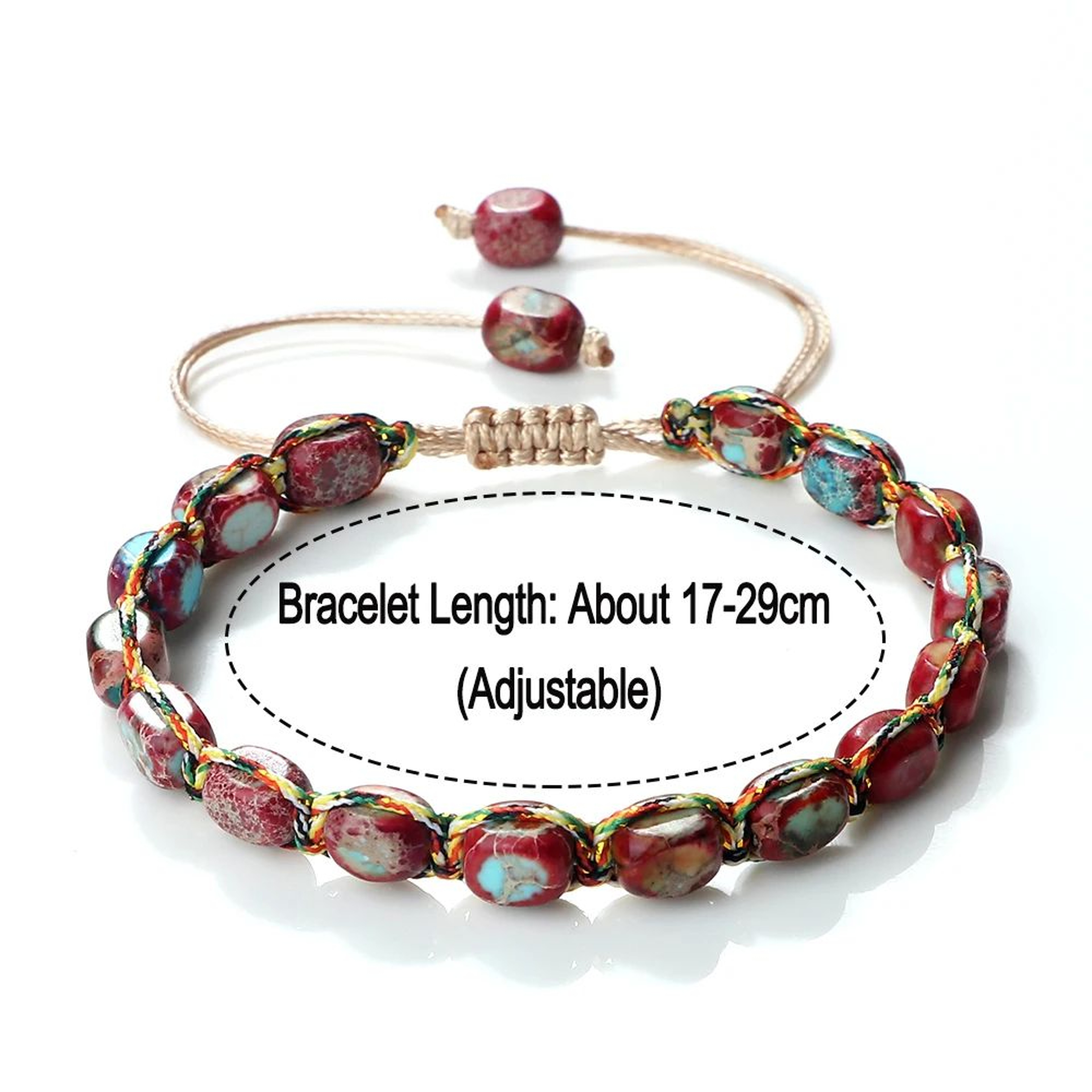 Natural Stone Square Bead Bracelet Adjustable Braided Rope couples bracelet for Women and Men – view 19