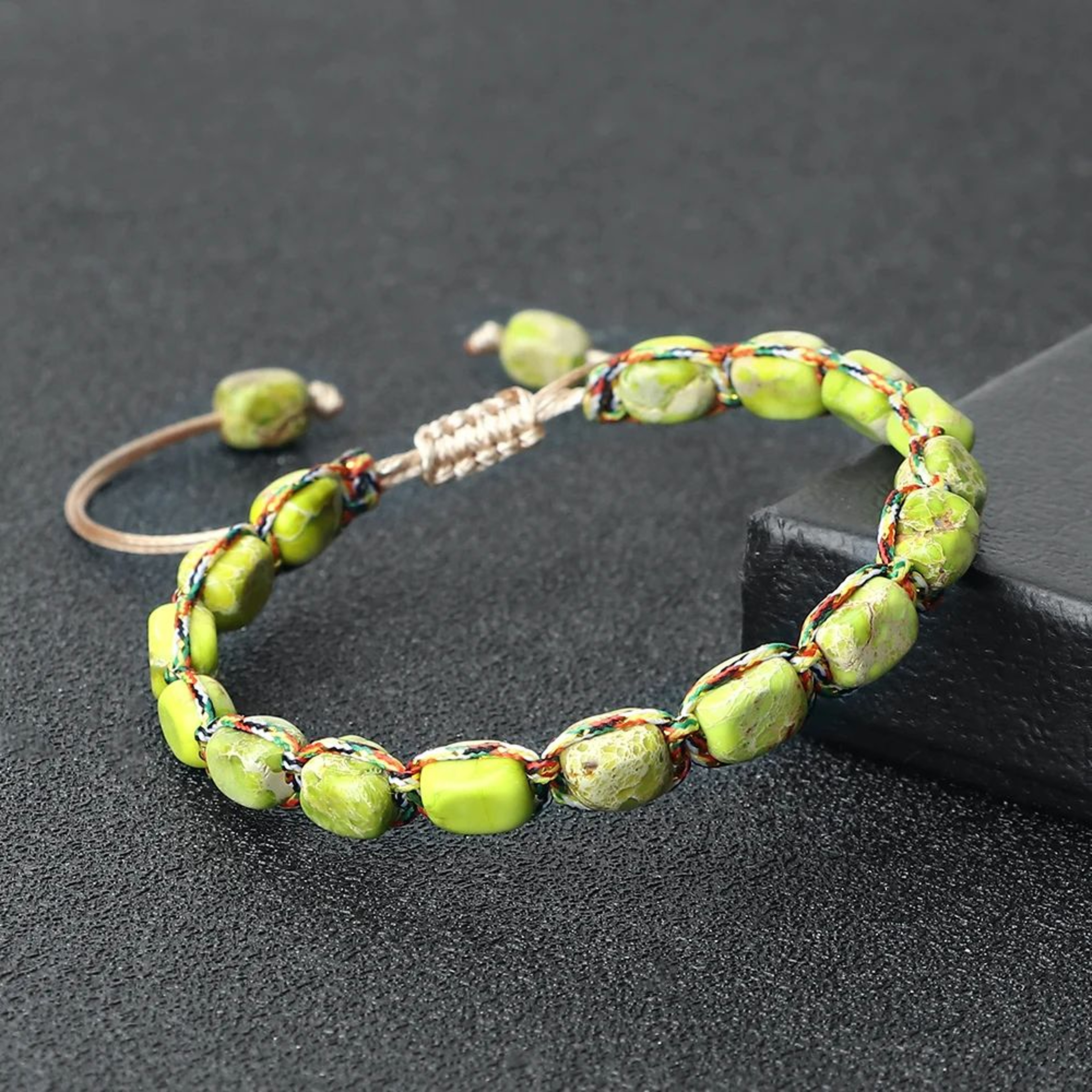 Bohemian Natural Stone Bracelet  Adjustable Braided Handmade Gemstone Wristband 3