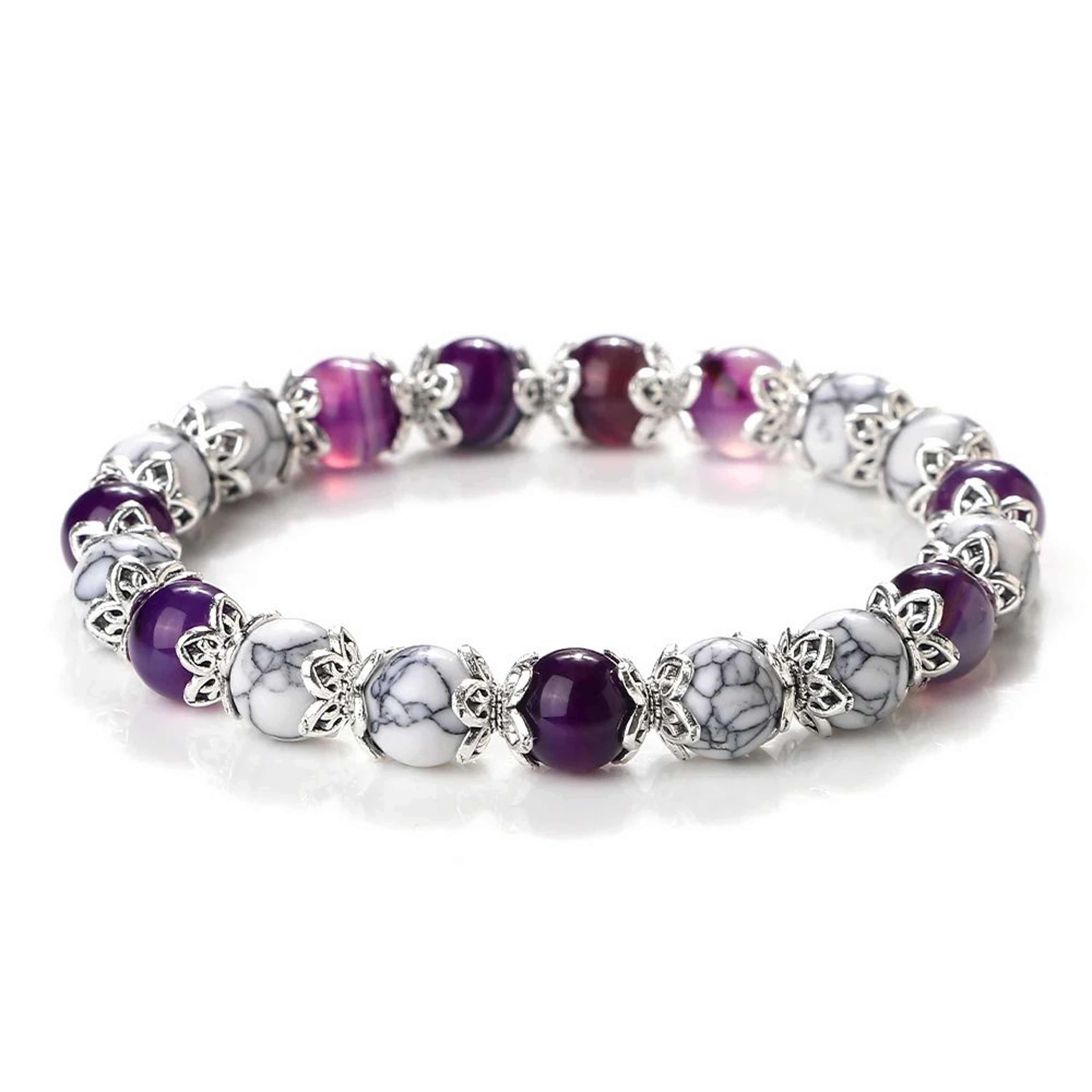 Harmony Balance Natural Stone Bracelet  Rose Quartz Onyx  Lava Bead Stretch Bracelet 10