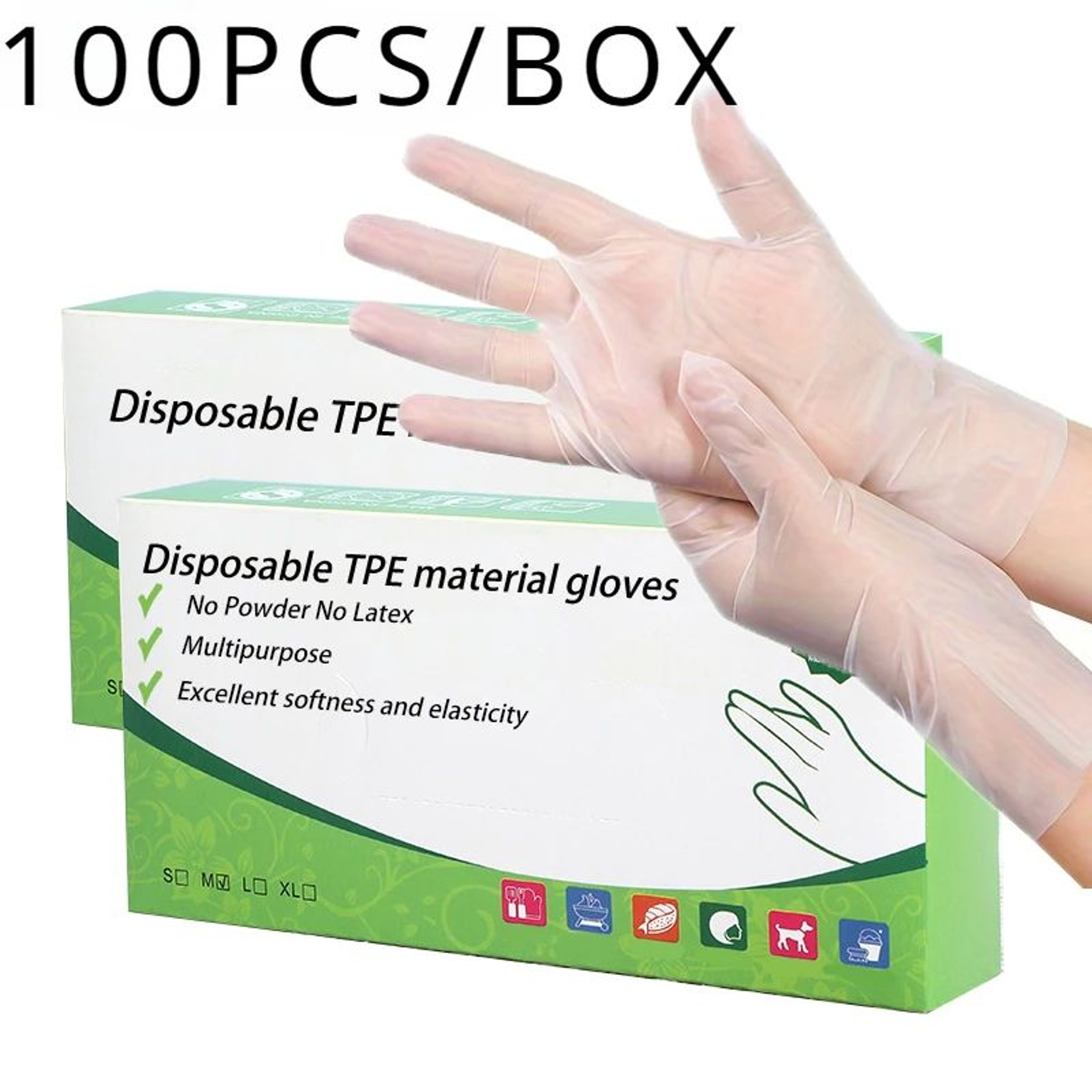 Disposable TPE Gloves  Latex Free Powder Free FoodSafe MultiUse Cleaning Gloves 1