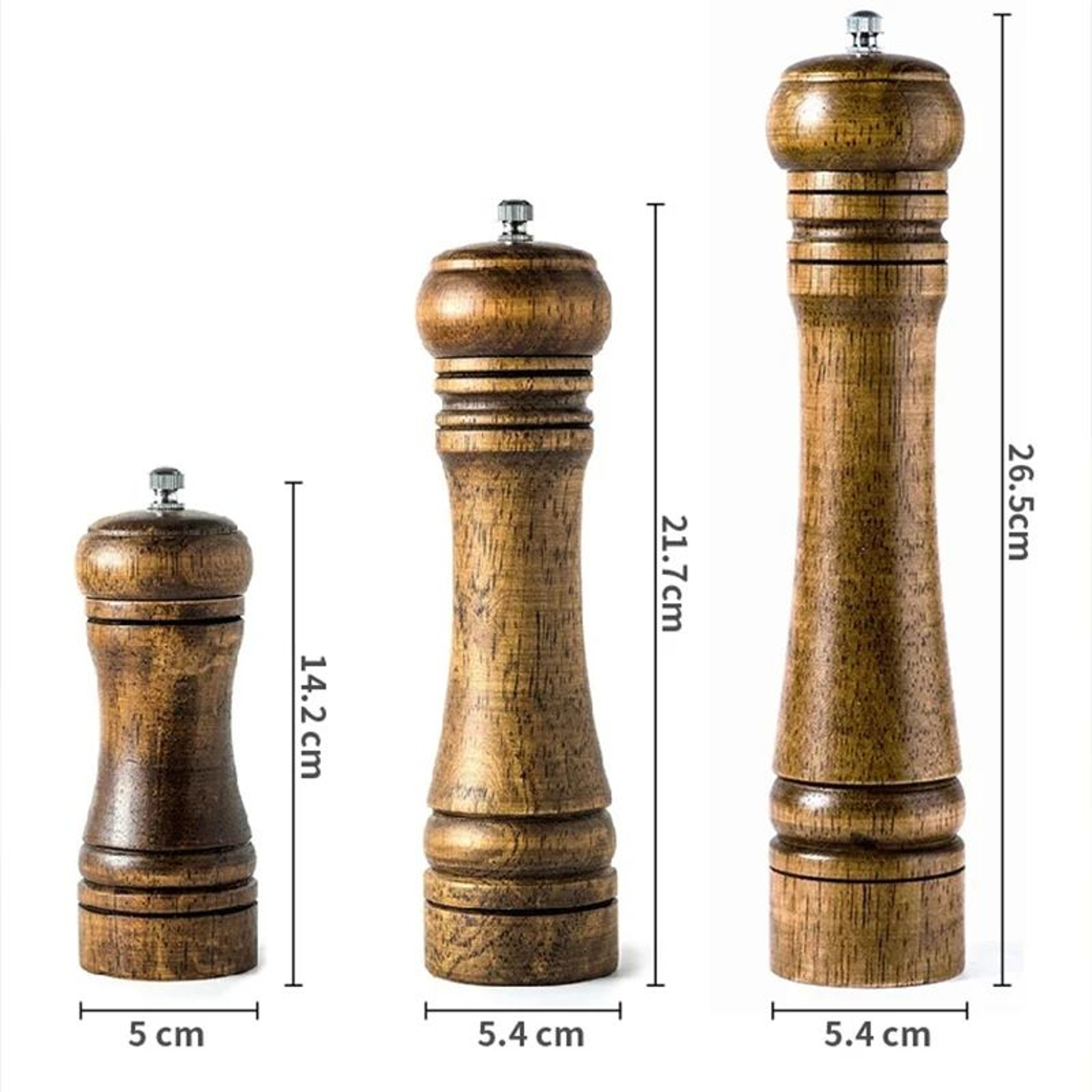 Premium Wood Pepper Grinder Set  Adjustable Salt And Pepper Mill With Ceramic Core 5