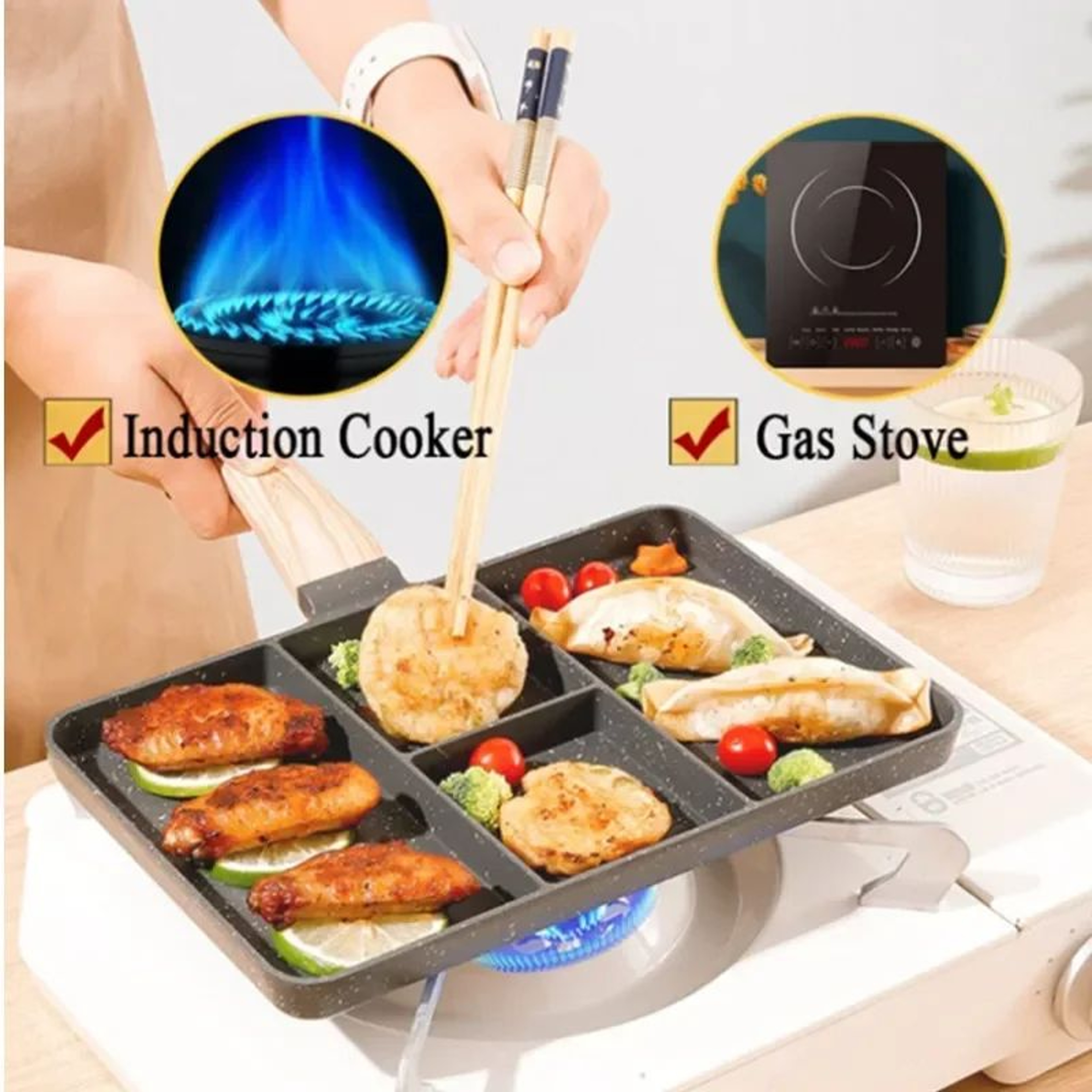 4-Hole Nonstick Breakfast Frying Pan for Eggs, Steak & Omelets – view 5