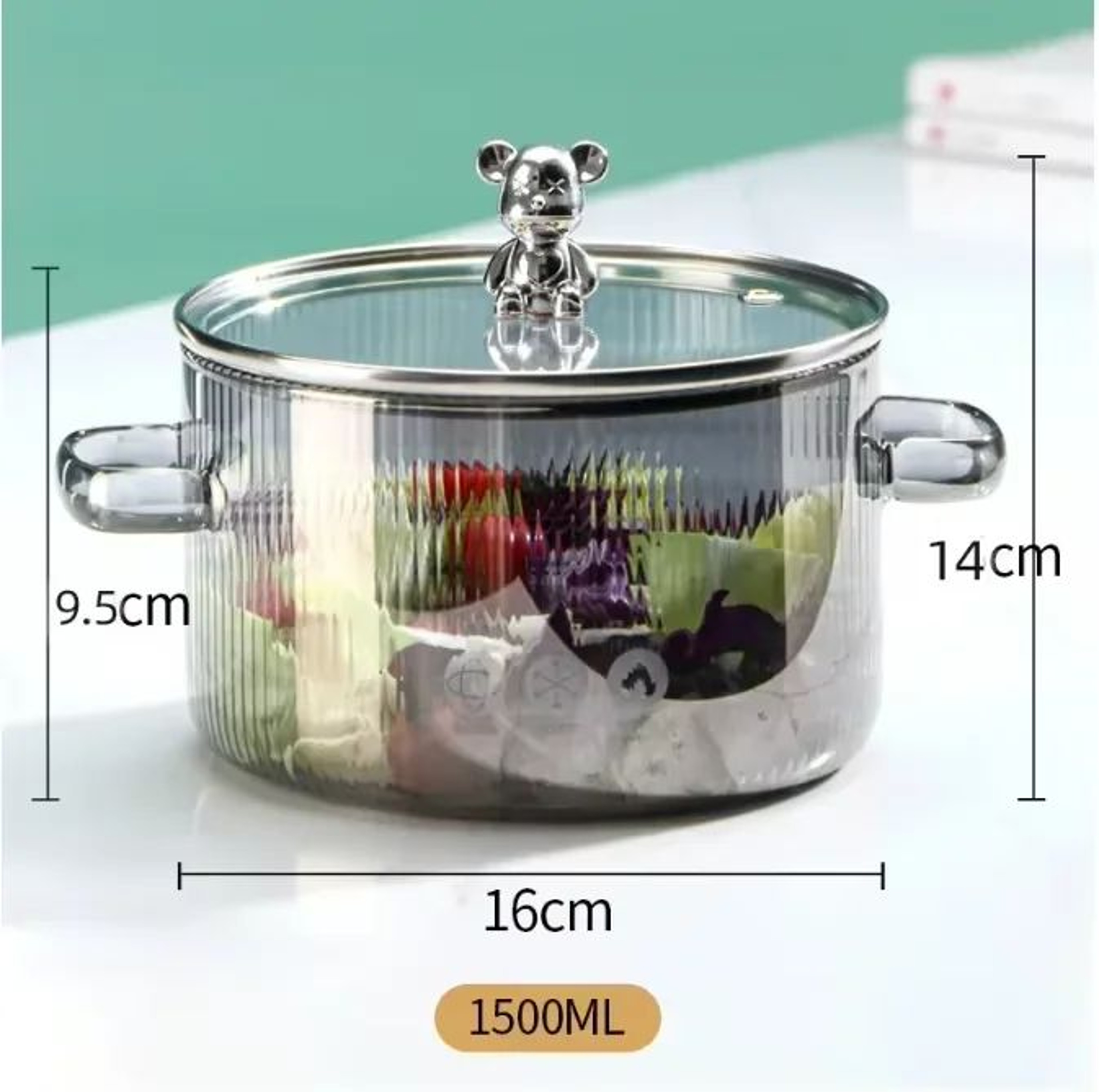 ClearView HeatResistant Glass Saucepan With Lid  Dual Handles 8