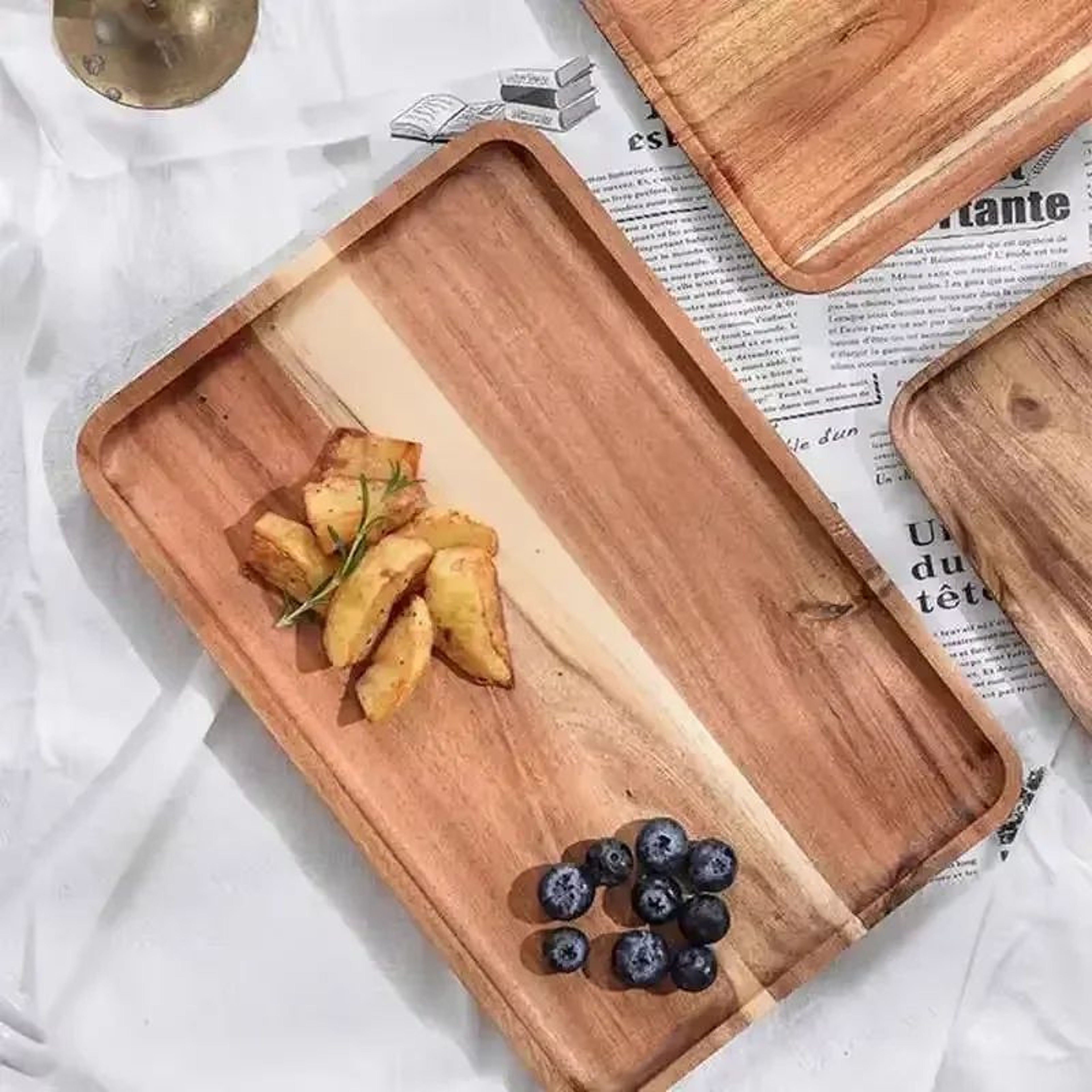 Elegant Acacia Wood Serving Tray For Coffee Tea  Snacks 5