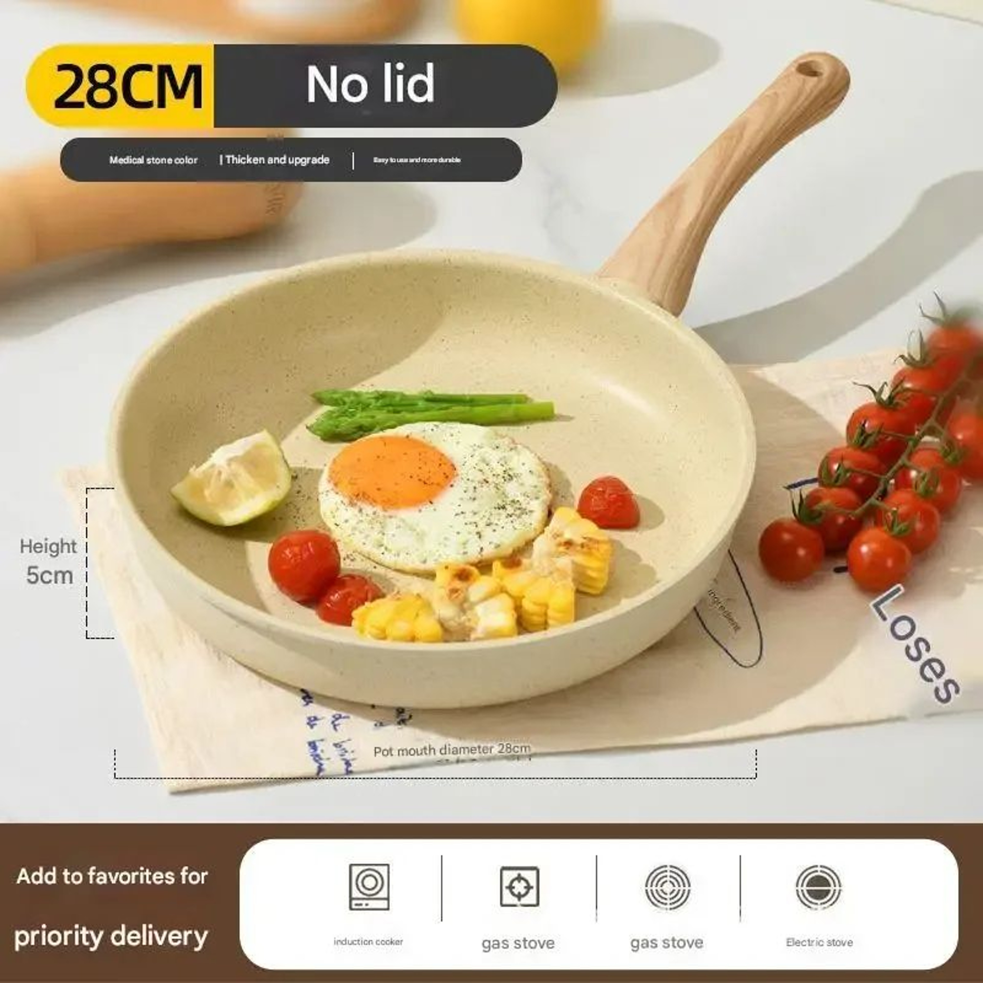 Premium Maifan Stone Nonstick Frying Pan  Induction Wok Pan 4