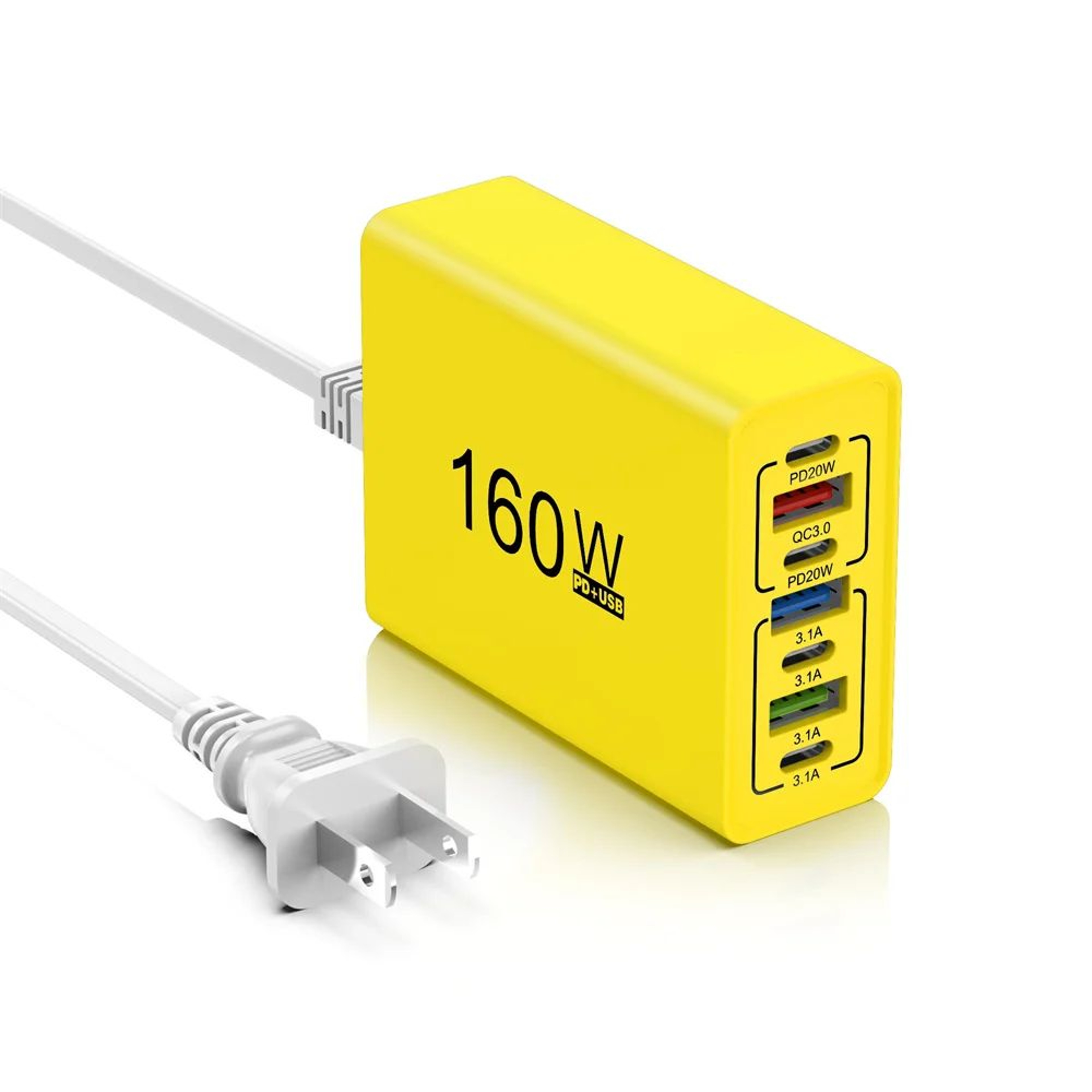 160W Multi Port USB Charger Fast Charging USB C Power Hub For Phones And Tablets 9